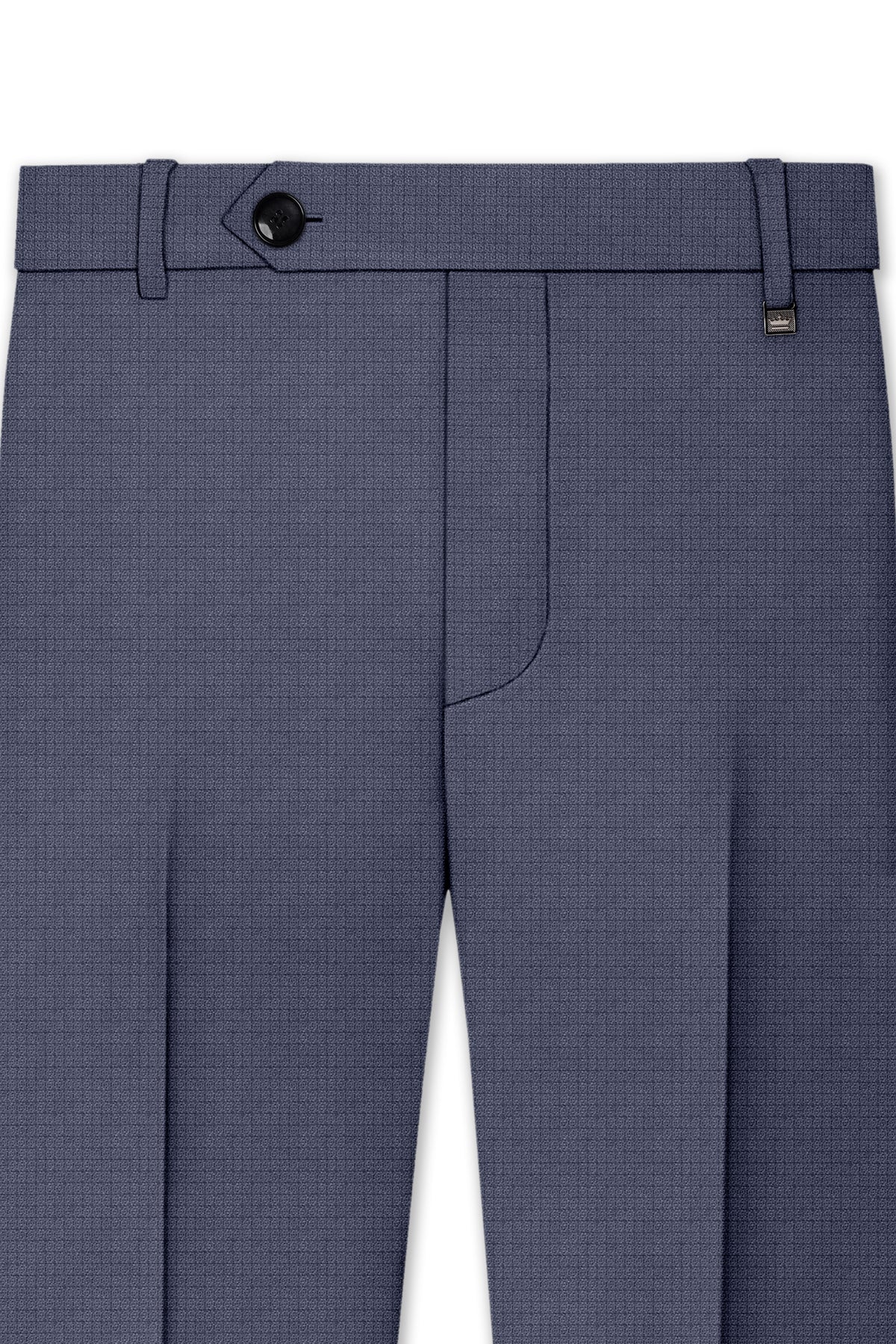 Graphite-Shuttle Gray Diamond Textured Wool Rich Slight Stretch Waistband Pant
