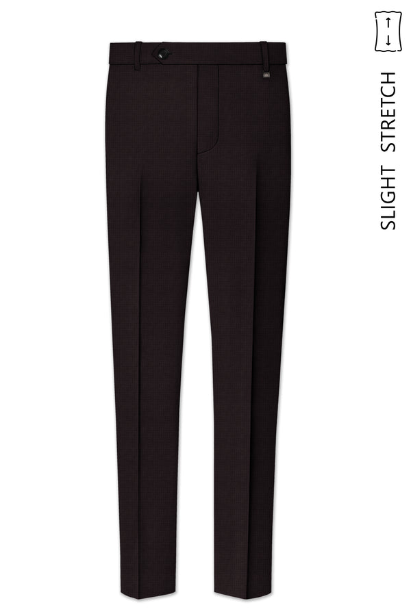 Regency-Cocoa Brown Diamond Textured Wool Rich Slight Stretch Waistband Pant