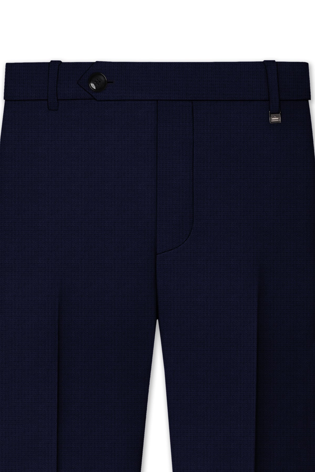 Nocturne-Mirage Navy Diamond Textured Wool Rich Slight Stretch Waistband Pant