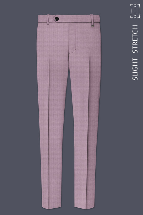 Regalia-Mountbatten Pink Diamond Textured Wool Rich Slight Stretch Waistband Pant