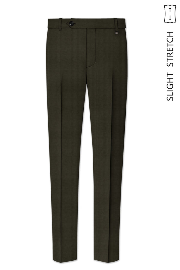 Prestige-Zeus Green Diamond Textured Wool Rich Slight Stretch Waistband Pant