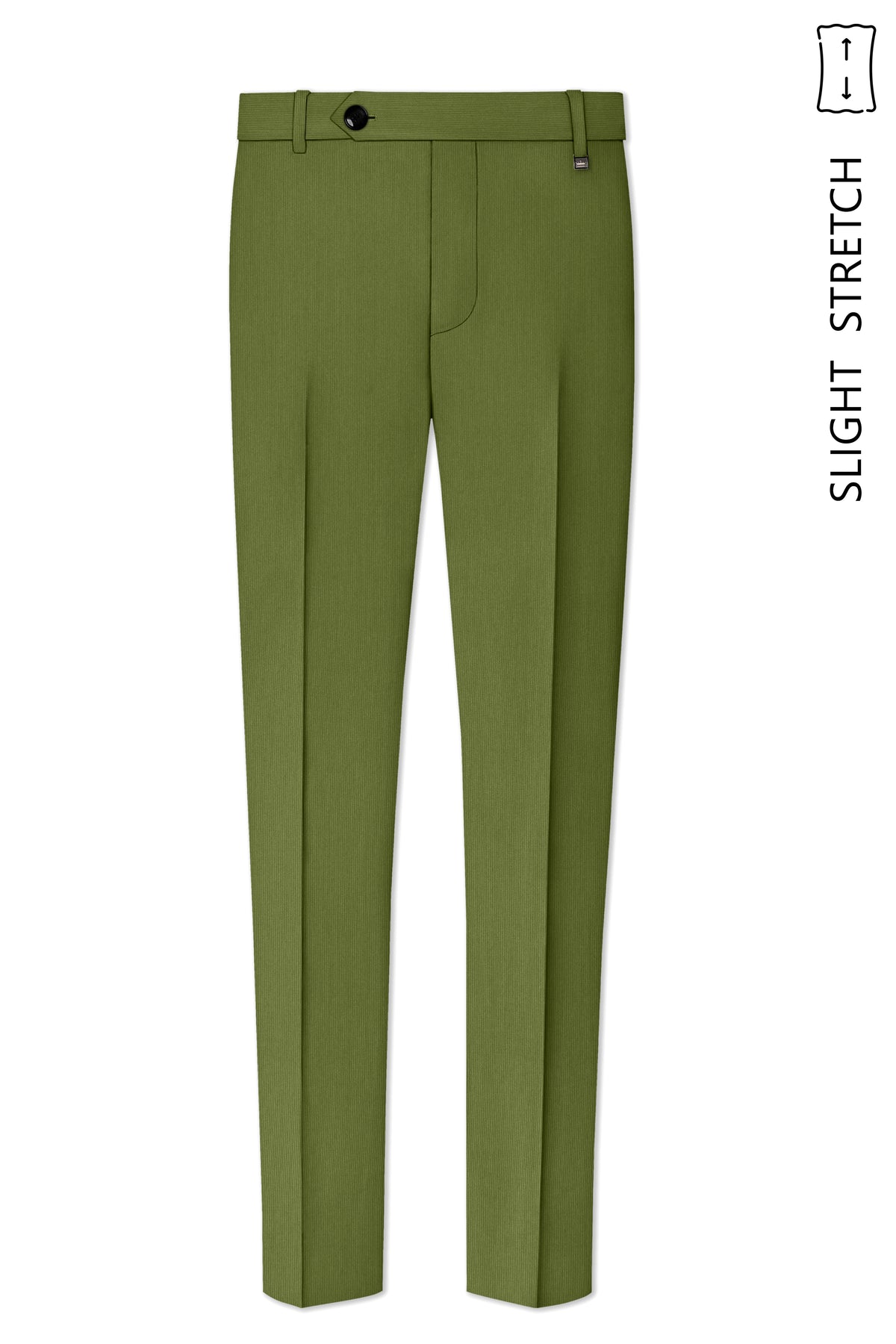 Hunter-Muddy Green Diamond Textured Wool Rich Slight Stretch Waistband Pant