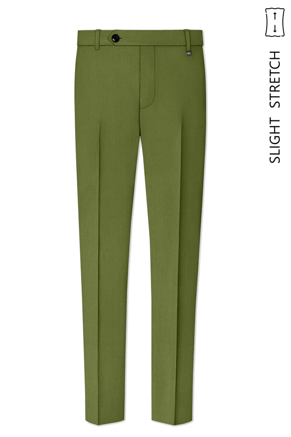 Hunter-Muddy Green Diamond Textured Wool Rich Slight Stretch Waistband Pant