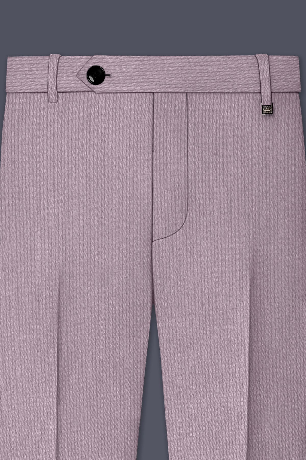 Celeste-Martini Pink Diamond Textured Wool Rich Slight Stretch Waistband Pant