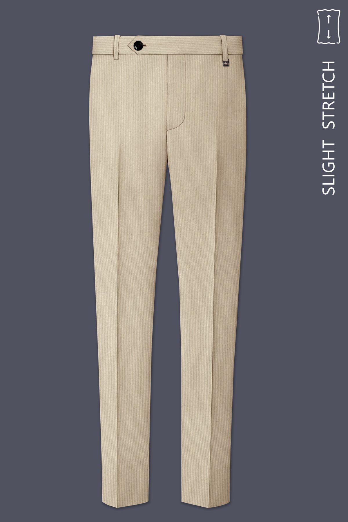 Ivoria-Vanilla Cream Diamond Textured Wool Rich Slight Stretch Waistband Pant