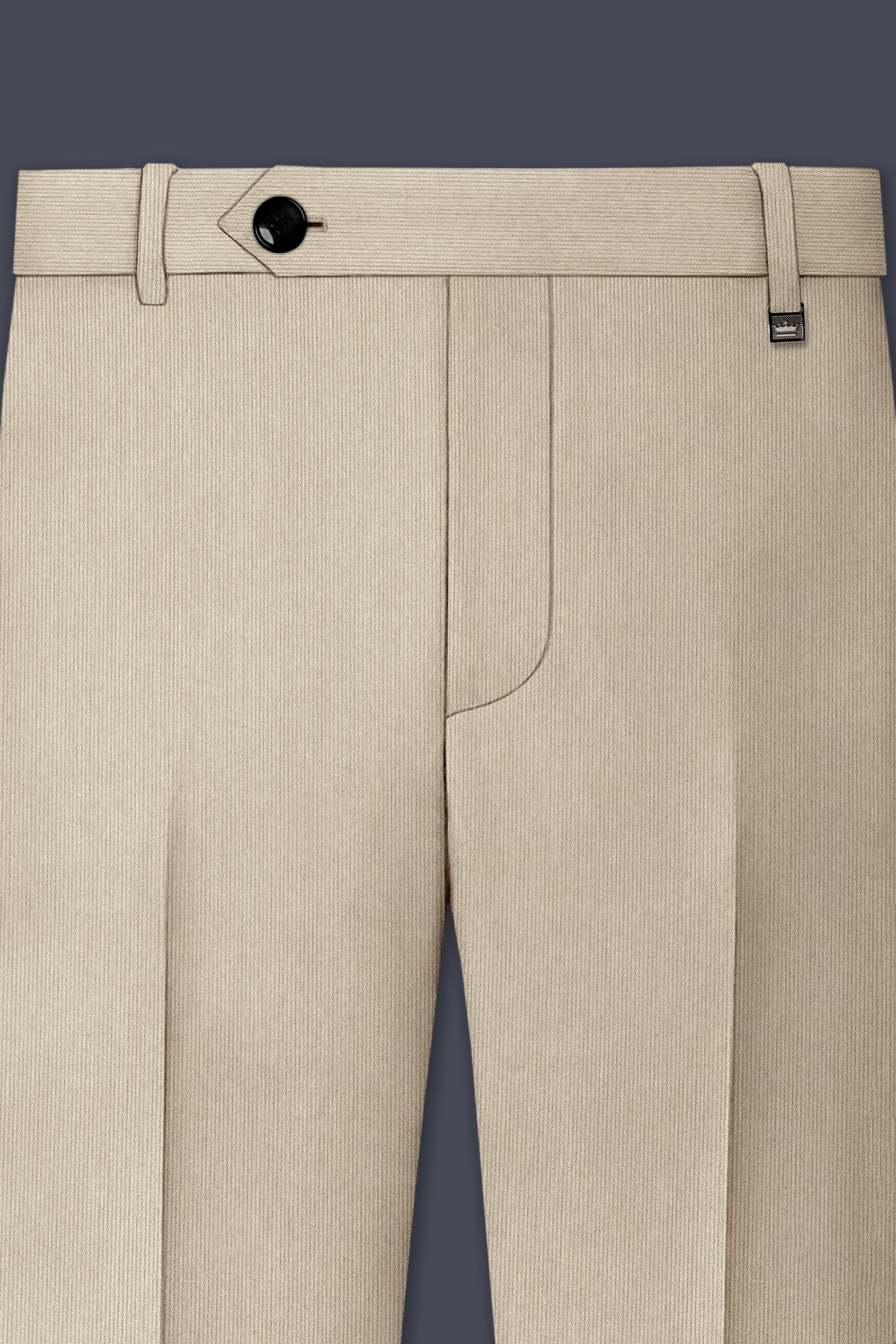 Ivoria-Vanilla Cream Diamond Textured Wool Rich Slight Stretch Waistband Pant