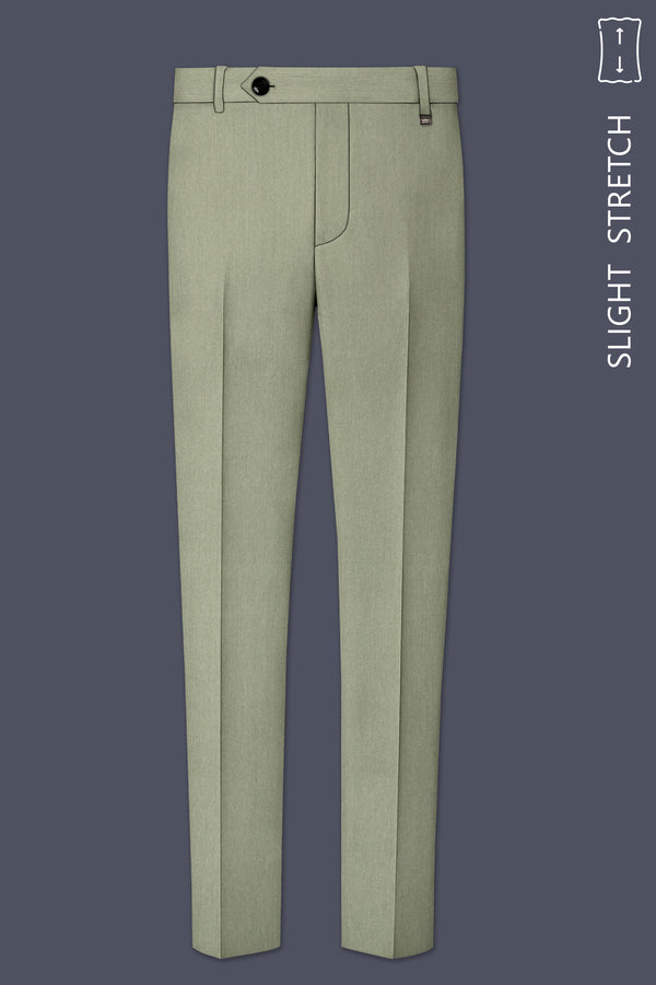 Elysian-Sage Green Diamond Textured Wool Rich Slight Stretch Waistband Pant