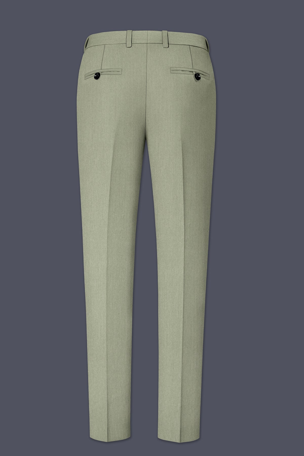 Elysian-Sage Green Diamond Textured Wool Rich Slight Stretch Waistband Pant