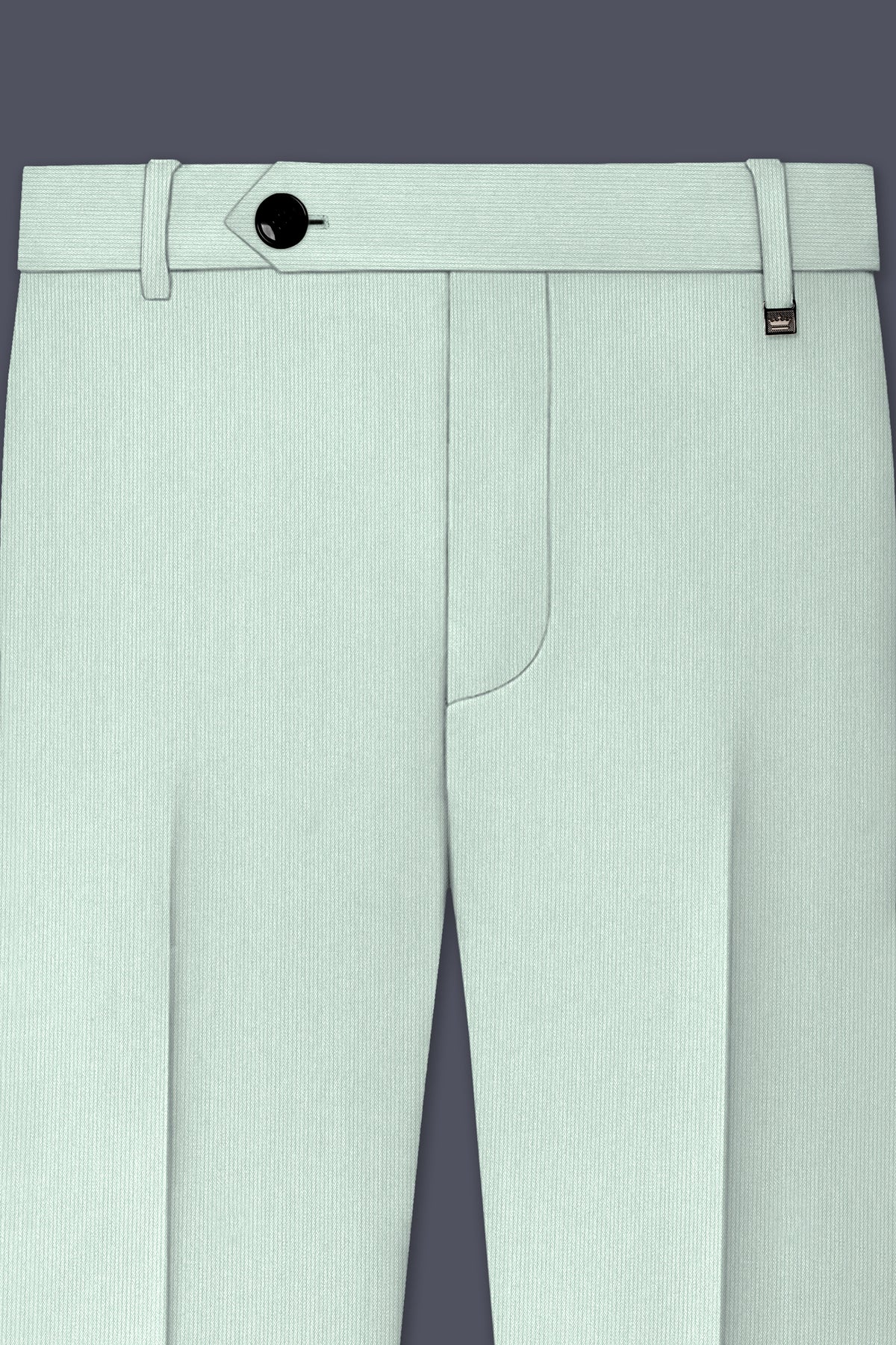 Viridis-Pumice Green Diamond Textured Wool Rich Slight Stretch Waistband Pant