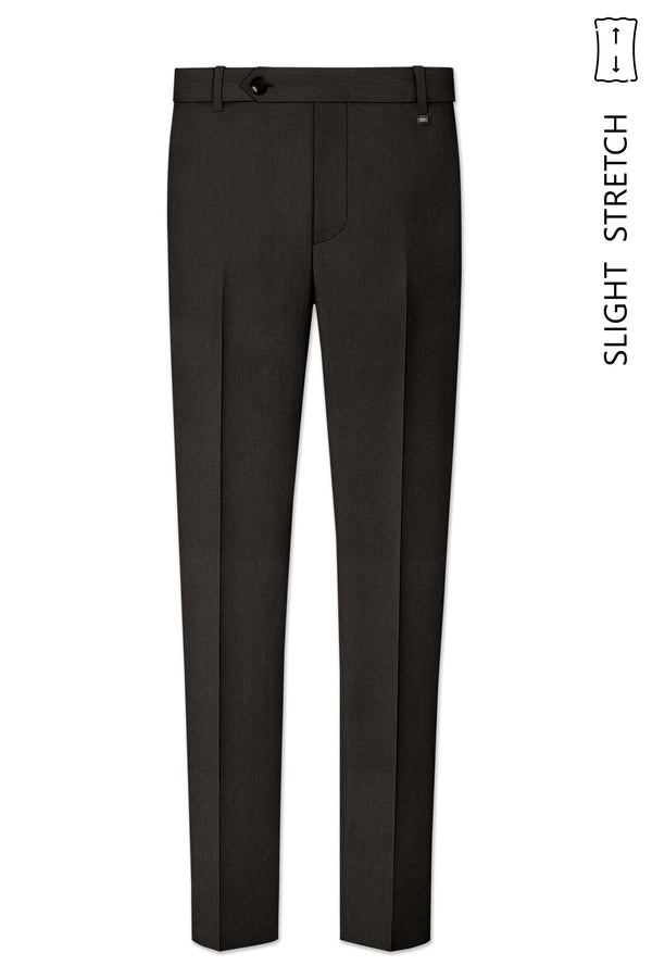 Grayson-Zeus Brown Diamond Textured Wool Rich Slight Stretch Waistband Pant