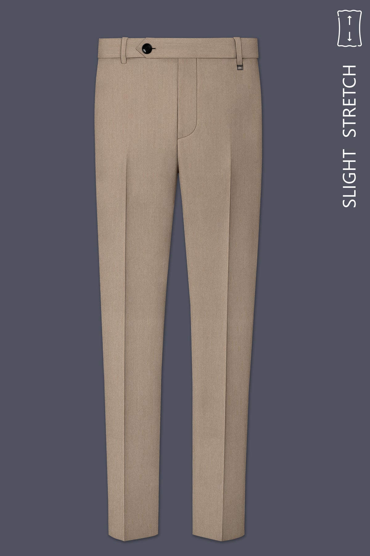 Terran-Sandrift Brown Diamond Textured Wool Rich Slight Stretch Waistband Pant