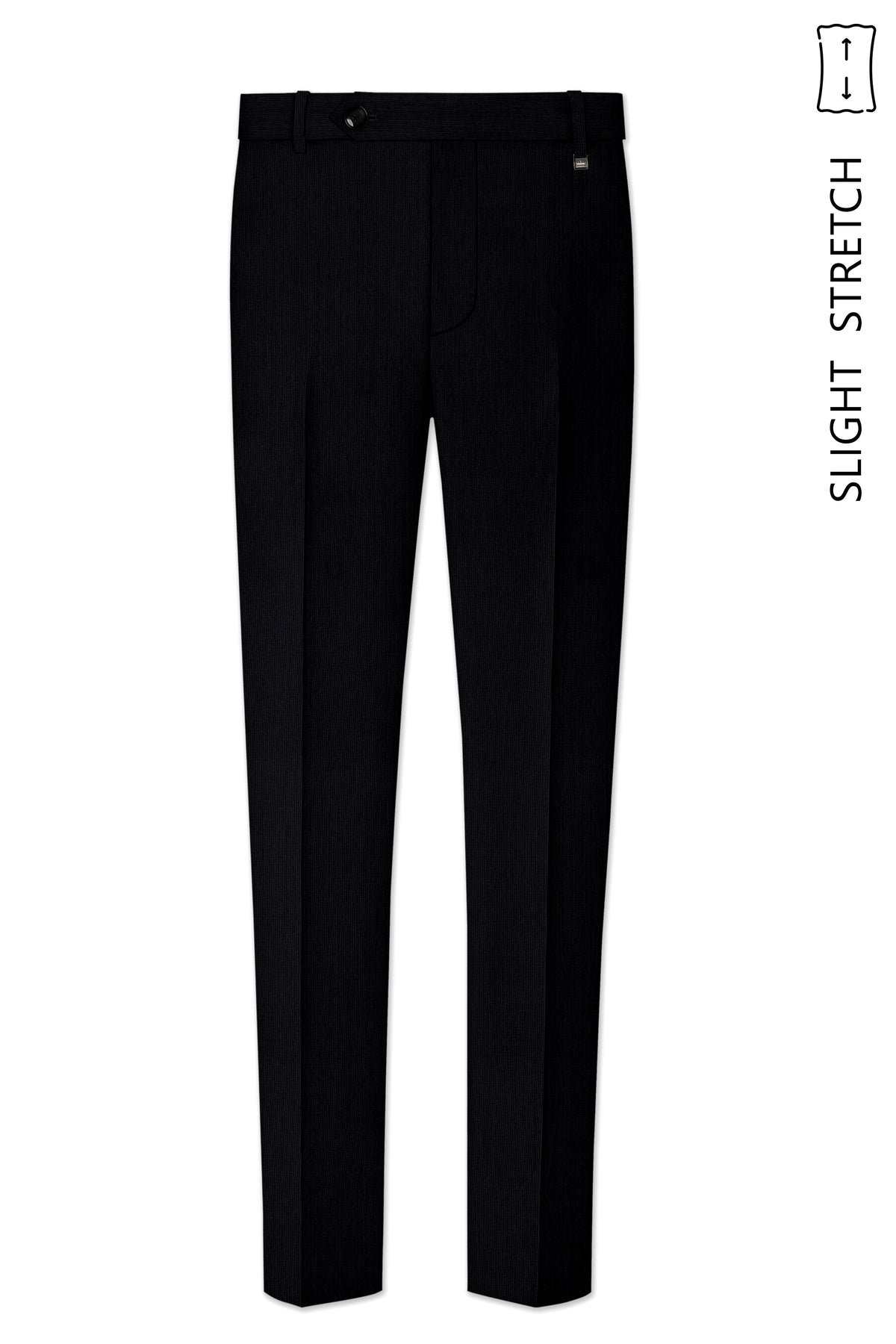 Onyx-Jade Black Diamond Textured Wool Rich Slight Stretch Waistband Pant
