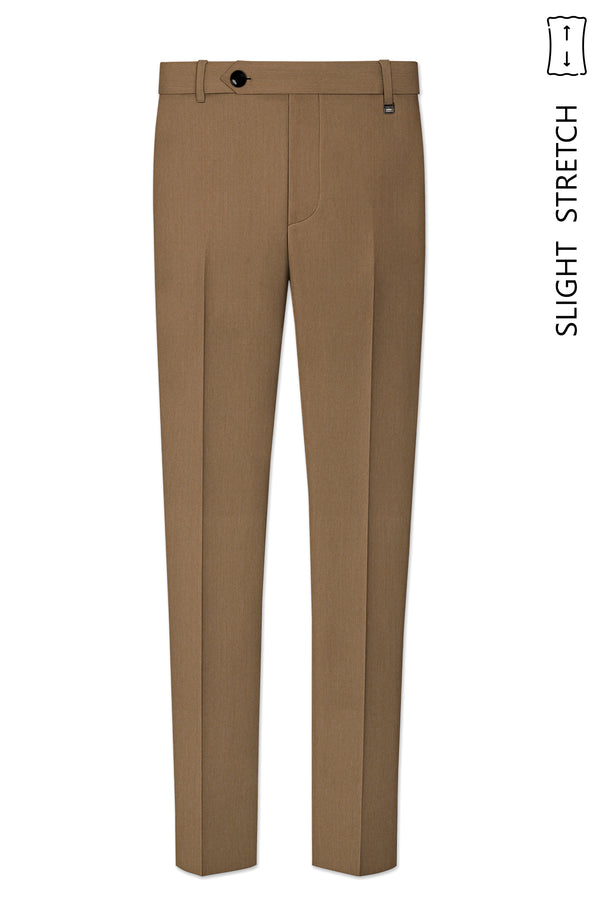 Weston-Millbrook Brown Diamond Textured Wool Rich Slight Stretch Waistband Pant