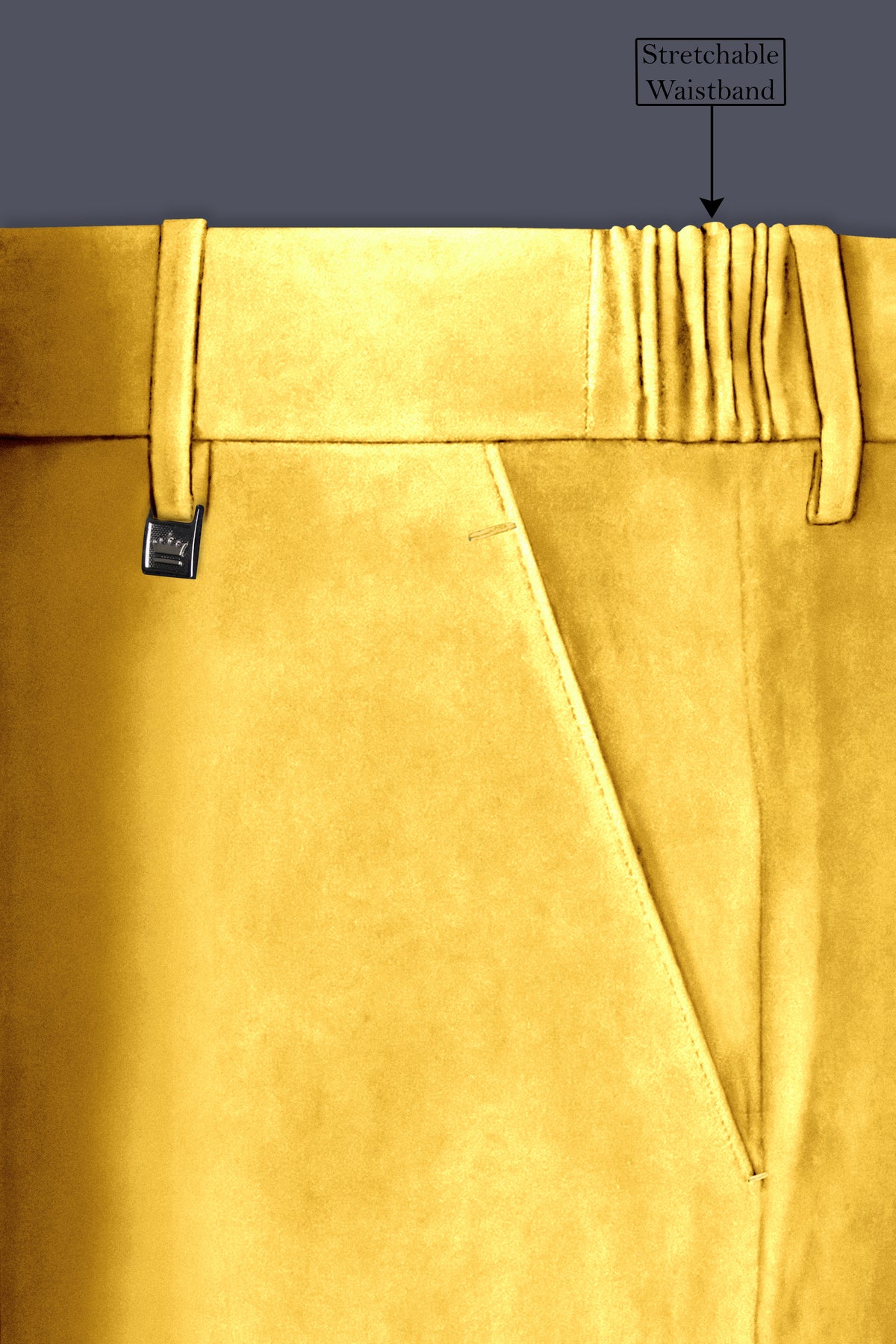 Lustre-Tulip Yellow Velvet Stretchable Waistband Pant
