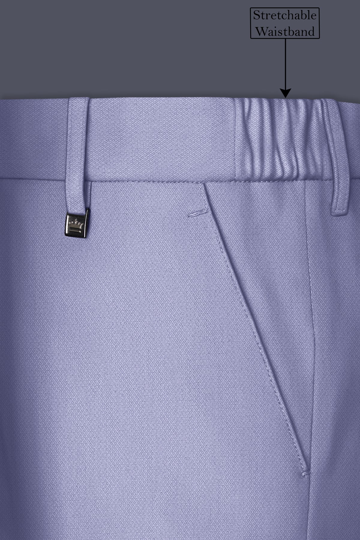 Royale-Chatelle Purple Diamond Textured Wool Rich Slight Stretch Waistband Pant