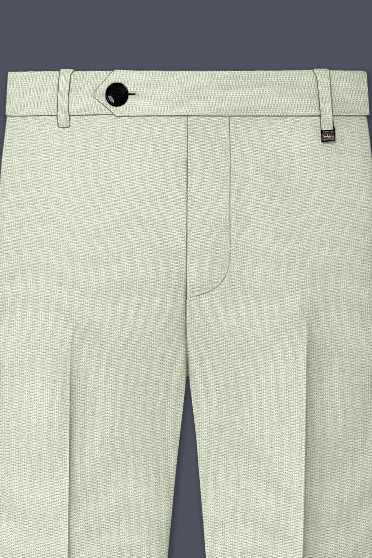 Olivier-Pixie Green Diamond Textured Wool Rich Slight Stretch Waistband Pant