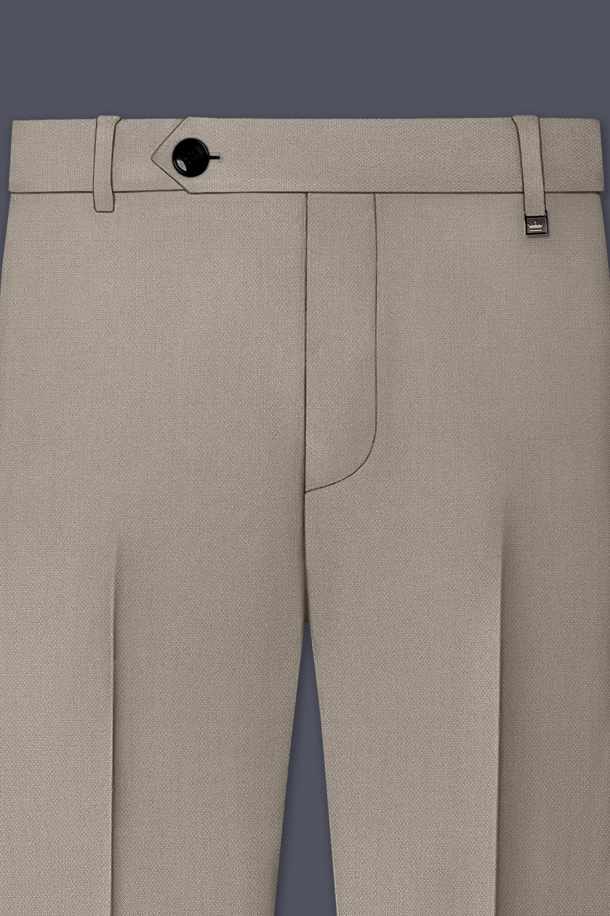 Mavren-Taupe Brown Diamond Textured Wool Rich Slight Stretch Waistband Pant