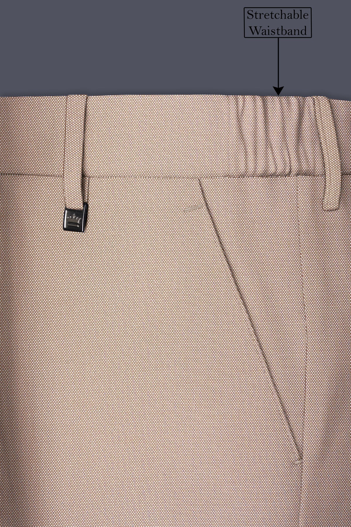 Terrano-Rodeo Brown Diamond Textured Wool Rich Slight Stretch Waistband Pant