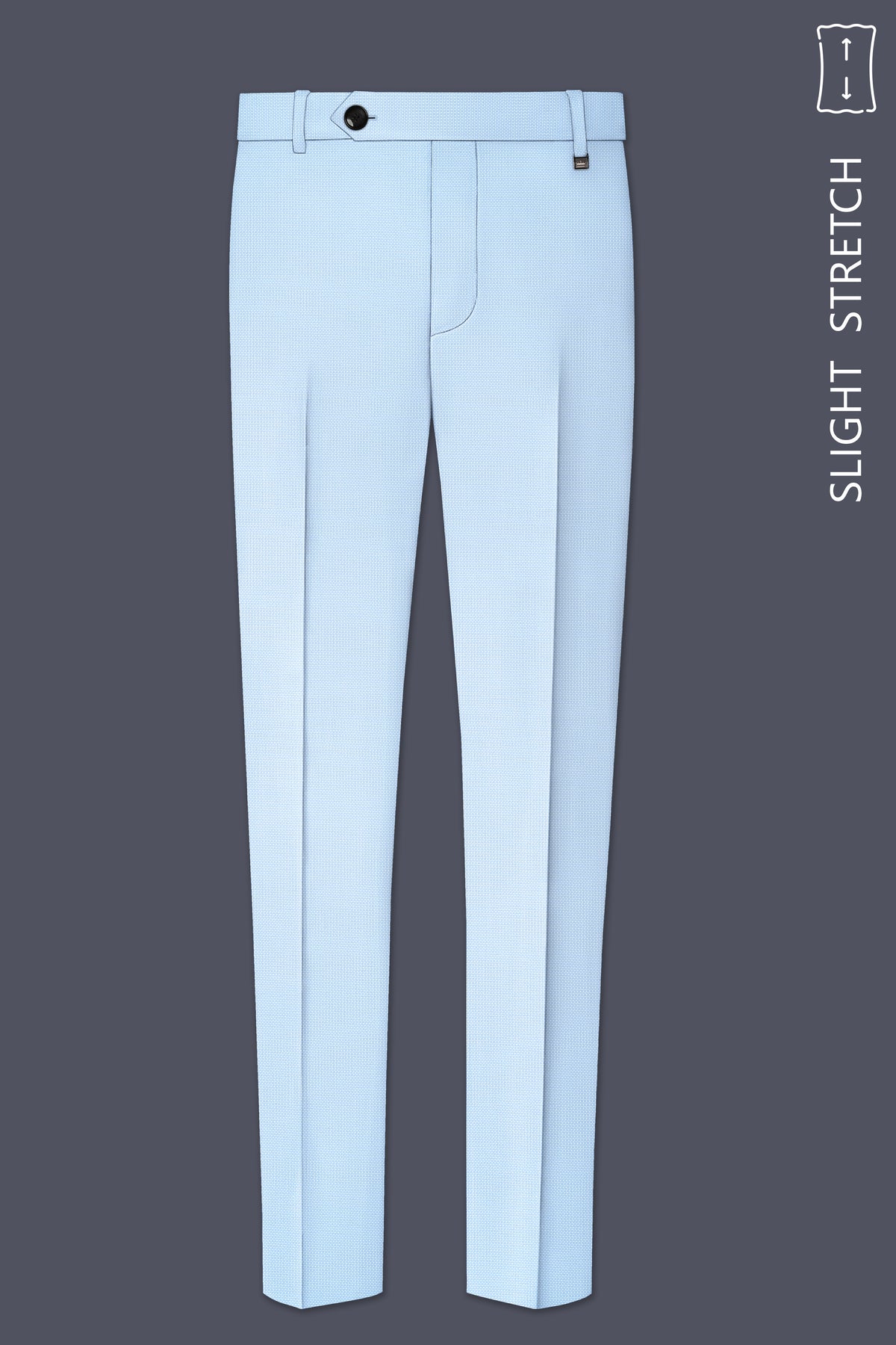 Azure-Hawkes Blue Diamond Textured Wool Rich Slight Stretch Waistband Pant