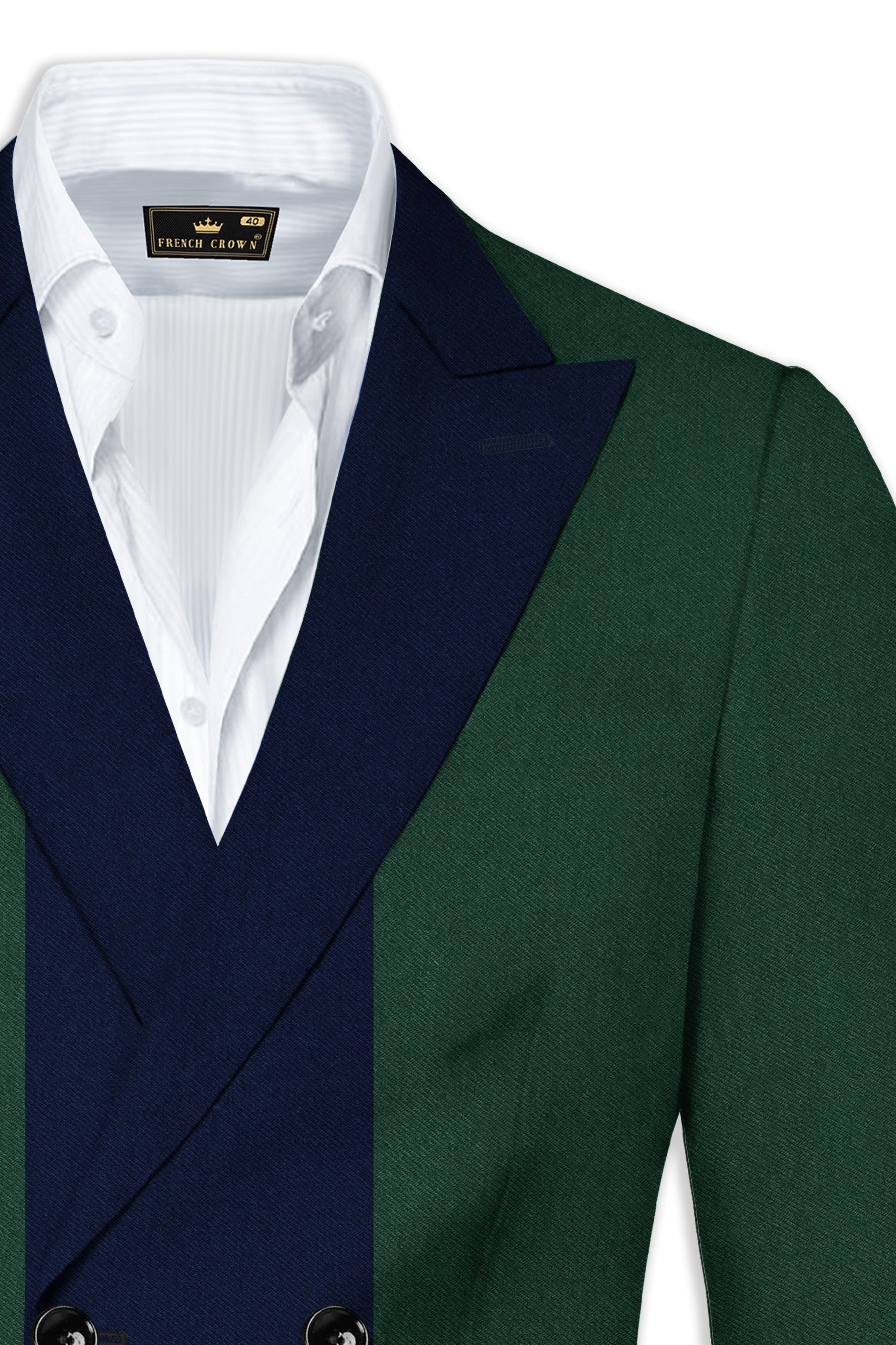 Zelvyn-Celtic Green And Mirage Blue Textured Cotton Double Breasted Designer Trench Coat
