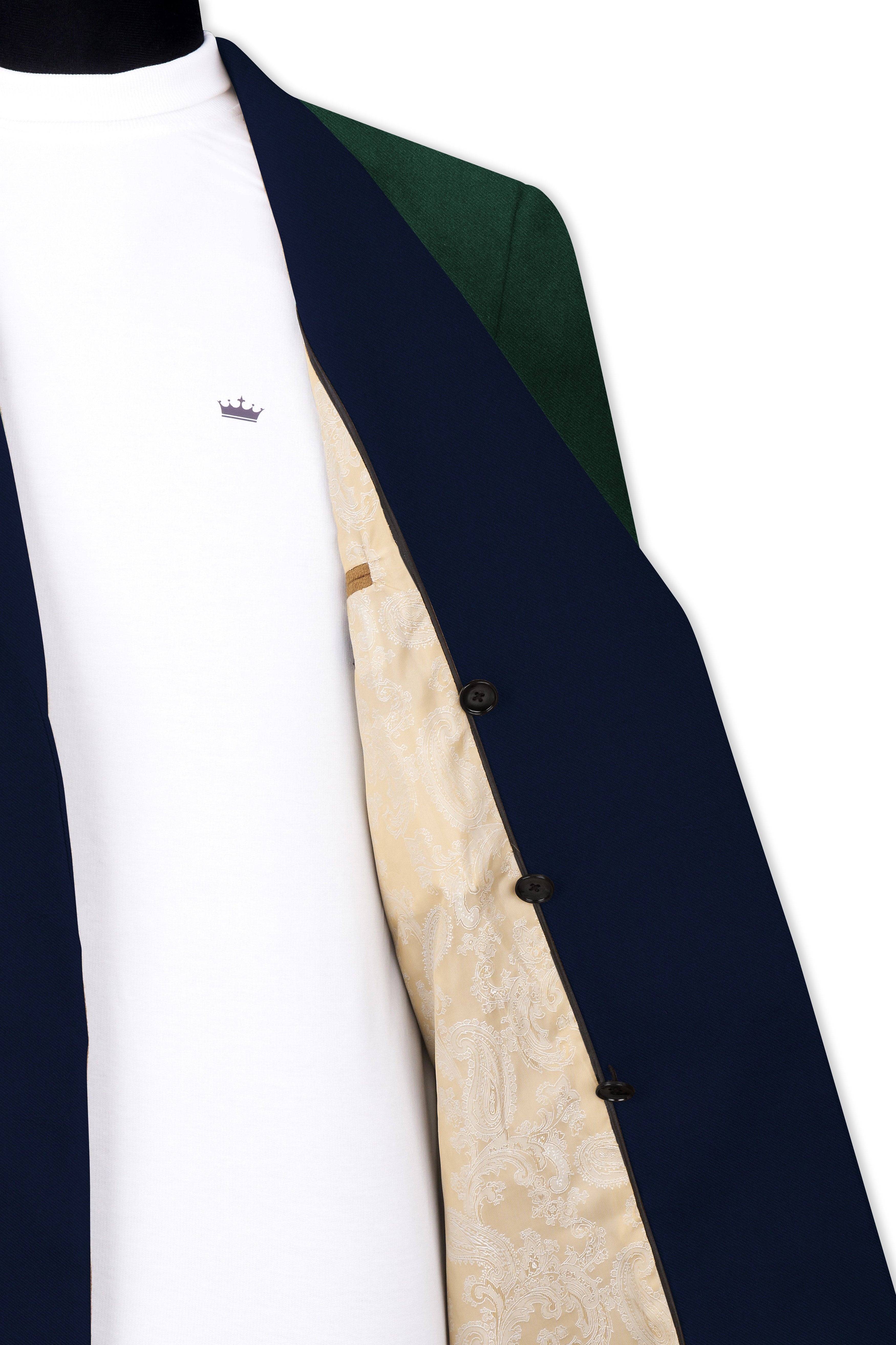Zelvyn-Celtic Green And Mirage Blue Textured Cotton Double Breasted Designer Trench Coat