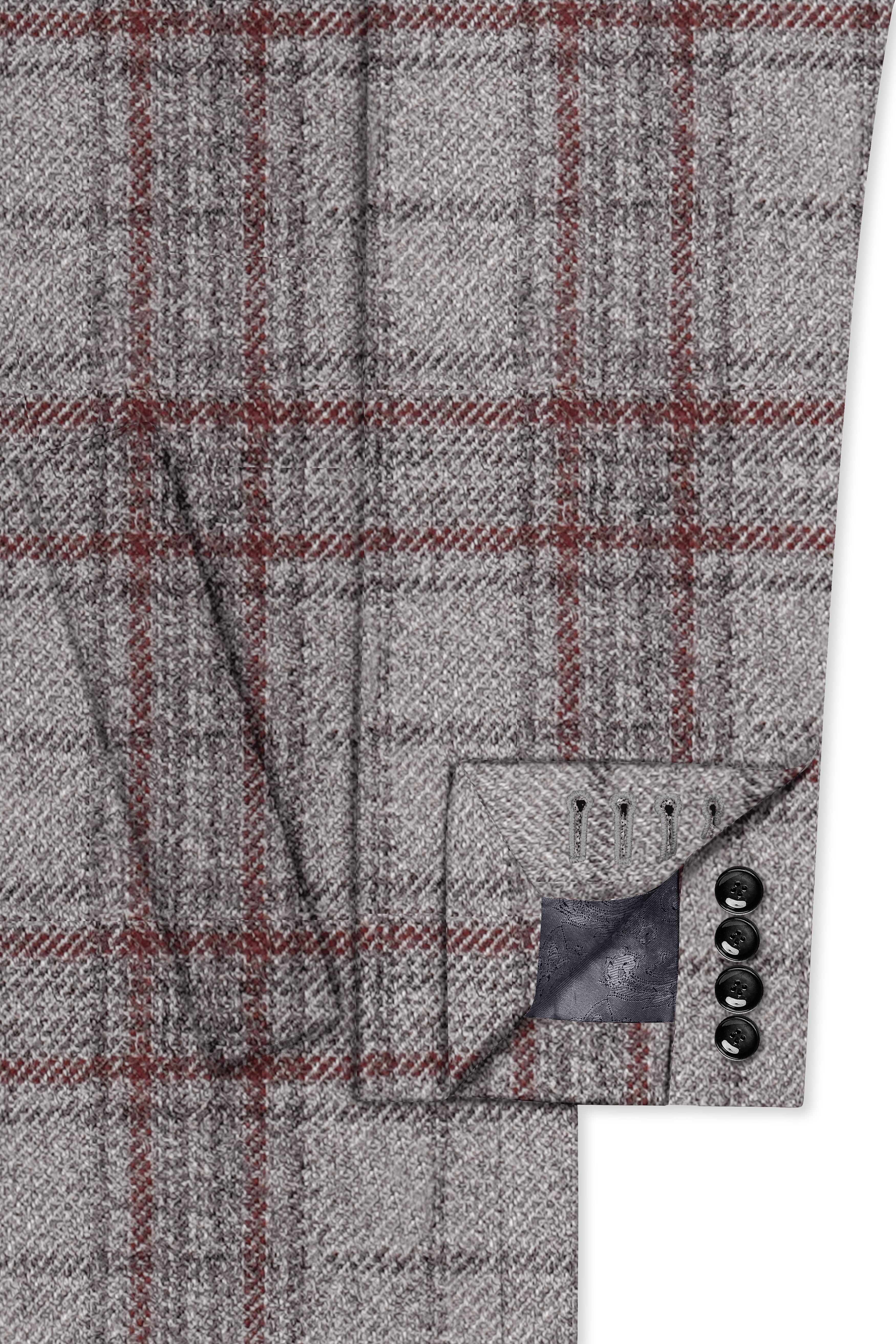 Fogwin-Warm Gray Plaid Wool Rich Single Breasted Trench Coat