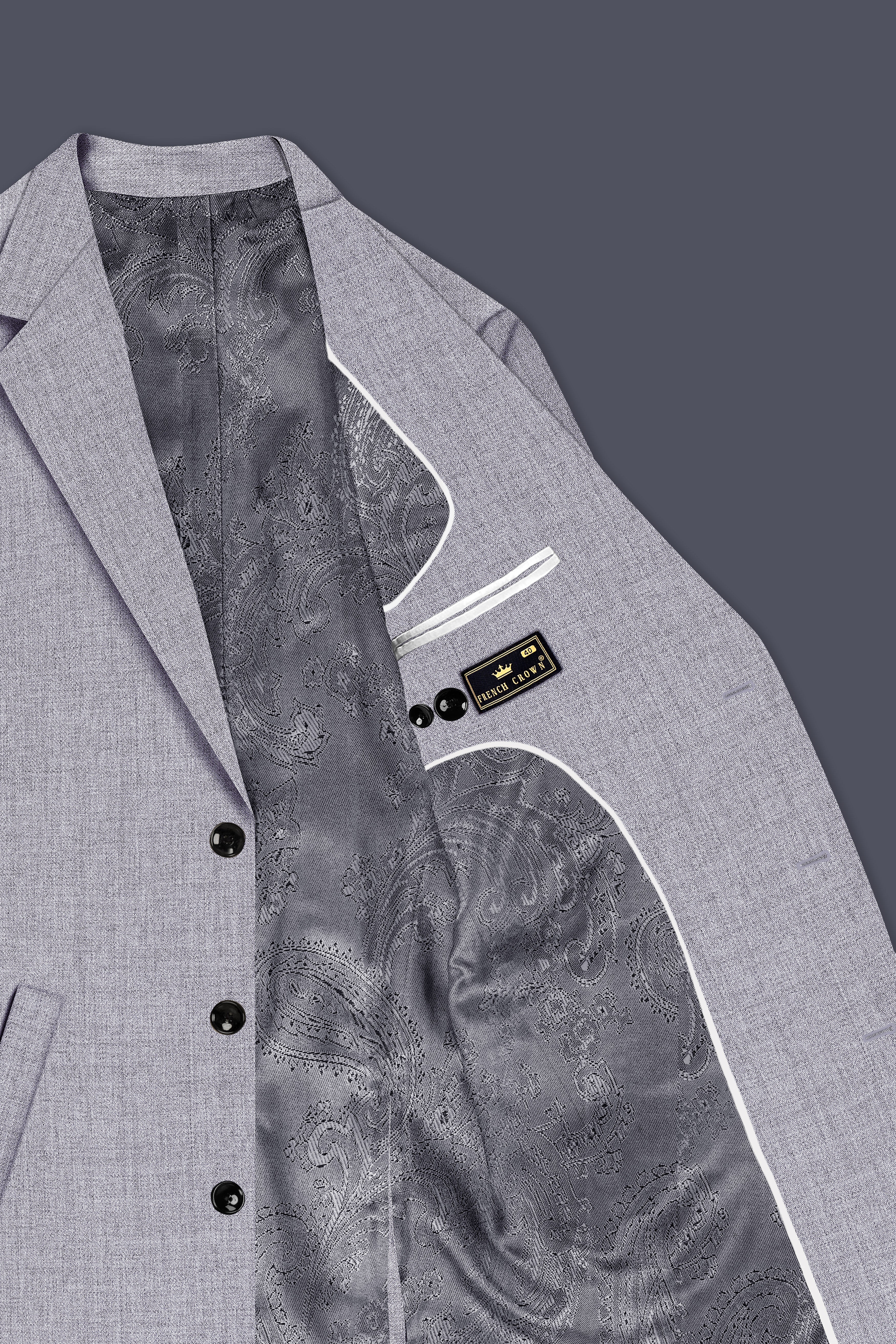 Alpine-Mountain Mist Gray Textured Tweed Single Breasted Trench Coat