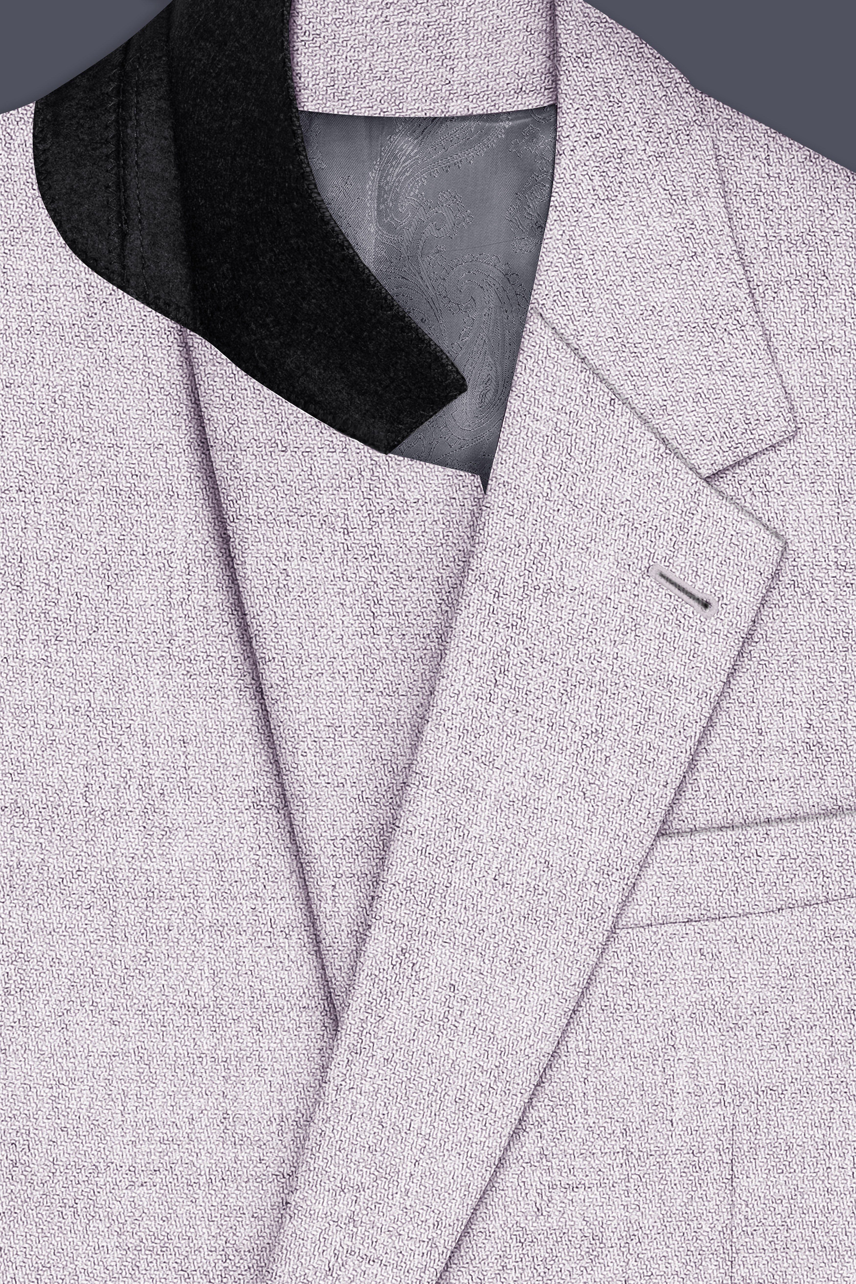 Glacier-Lilac Gray Textured Tweed Single Breasted Trench Coat