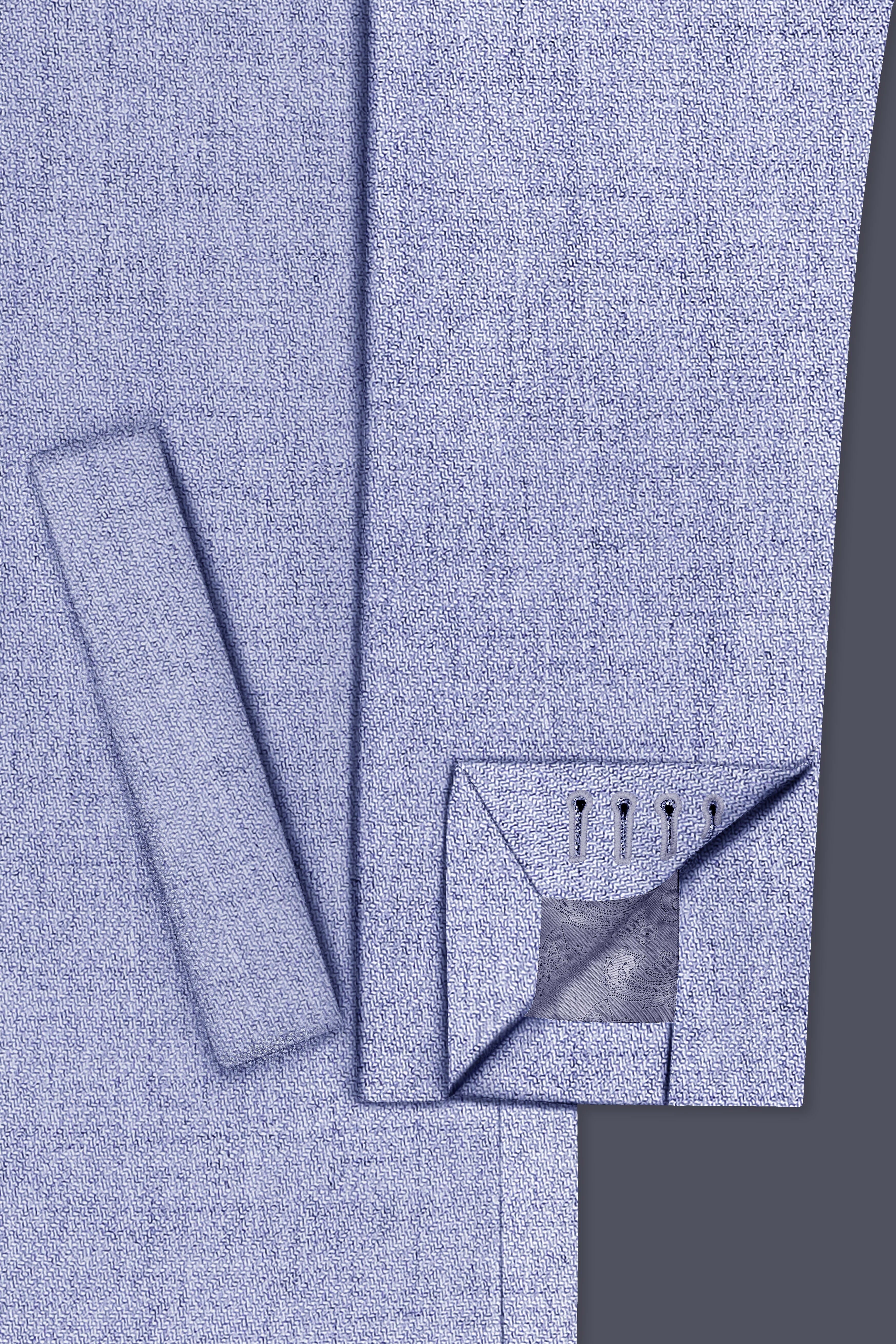 Nordic-Logan Blue Textured Tweed Single Breasted Trench Coat