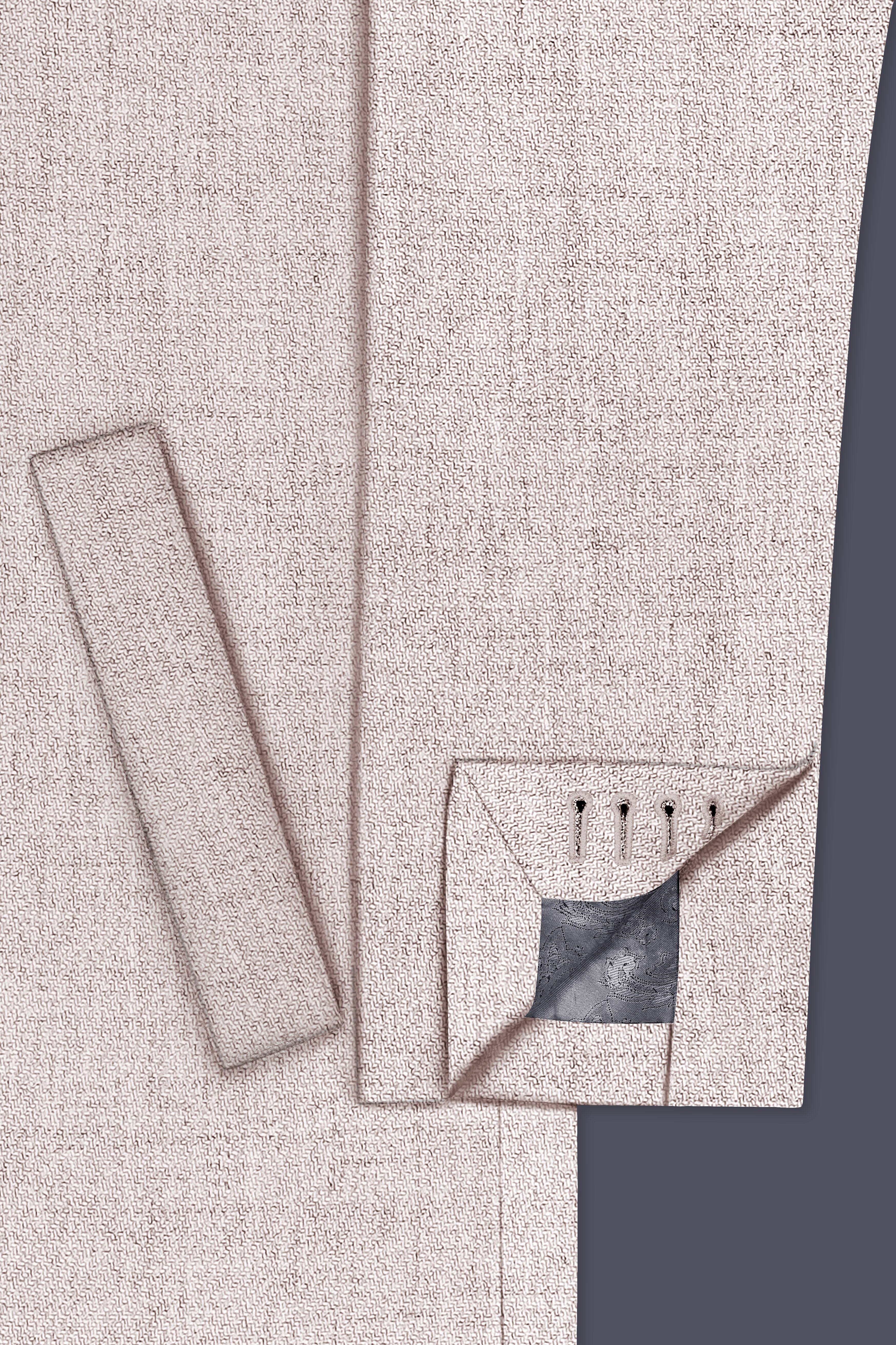 Ivorytail-Timberwolf Cream Textured Tweed Single Breasted Trench Coat