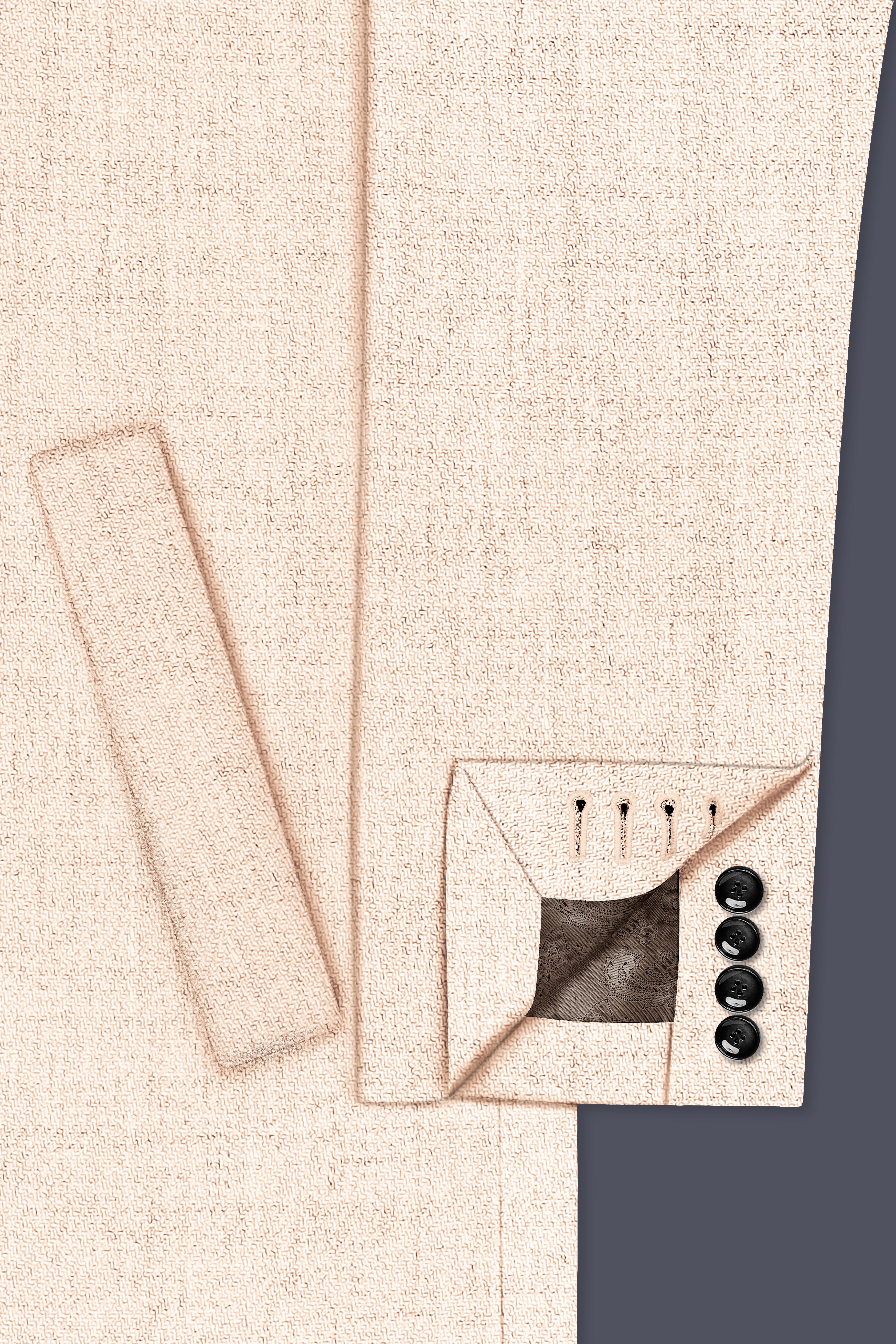 Velour-Derby Cream Textured Tweed Single Breasted Trench Coat