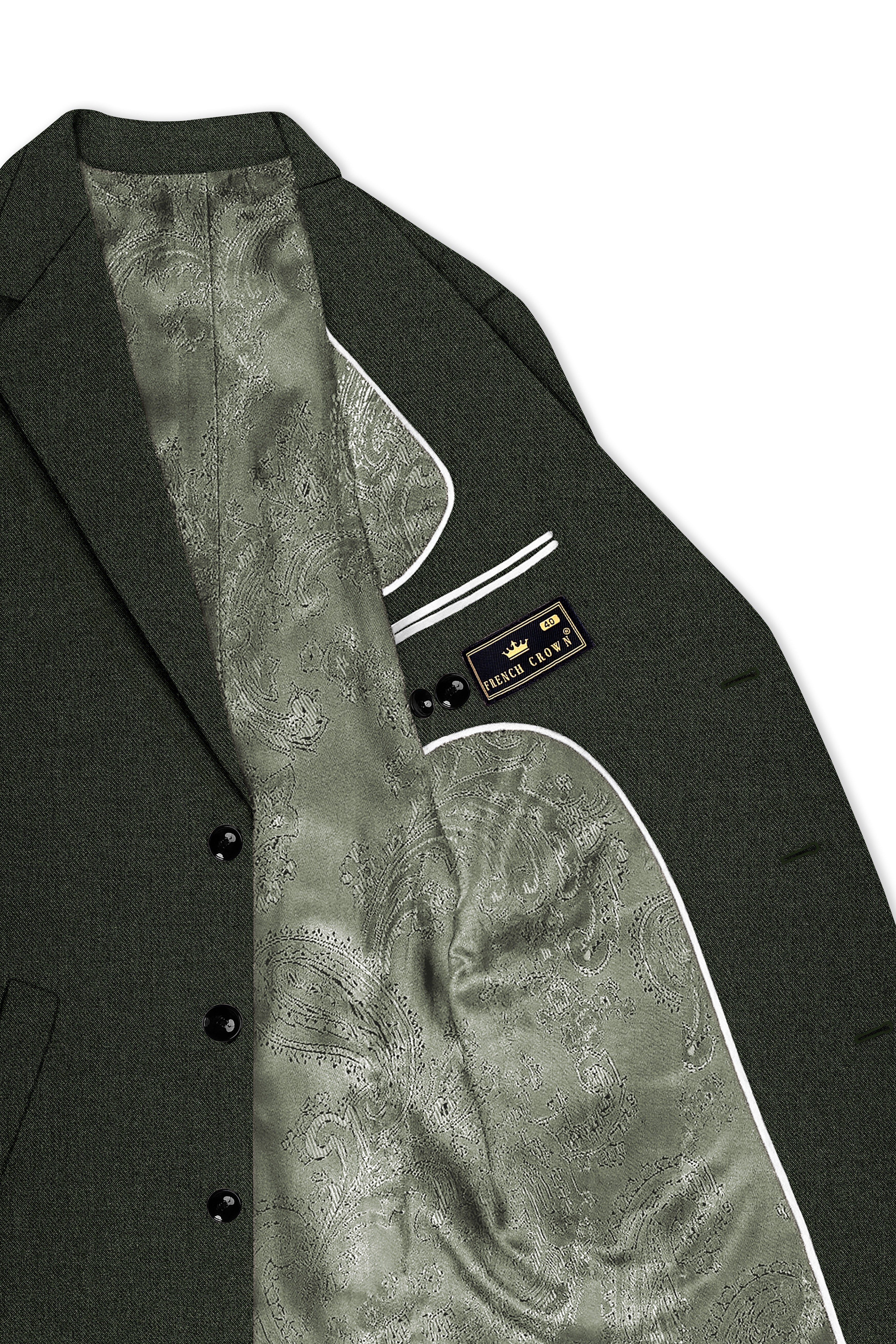 Olvoro-Rifle Green Textured Tweed Single Breasted Overcoat