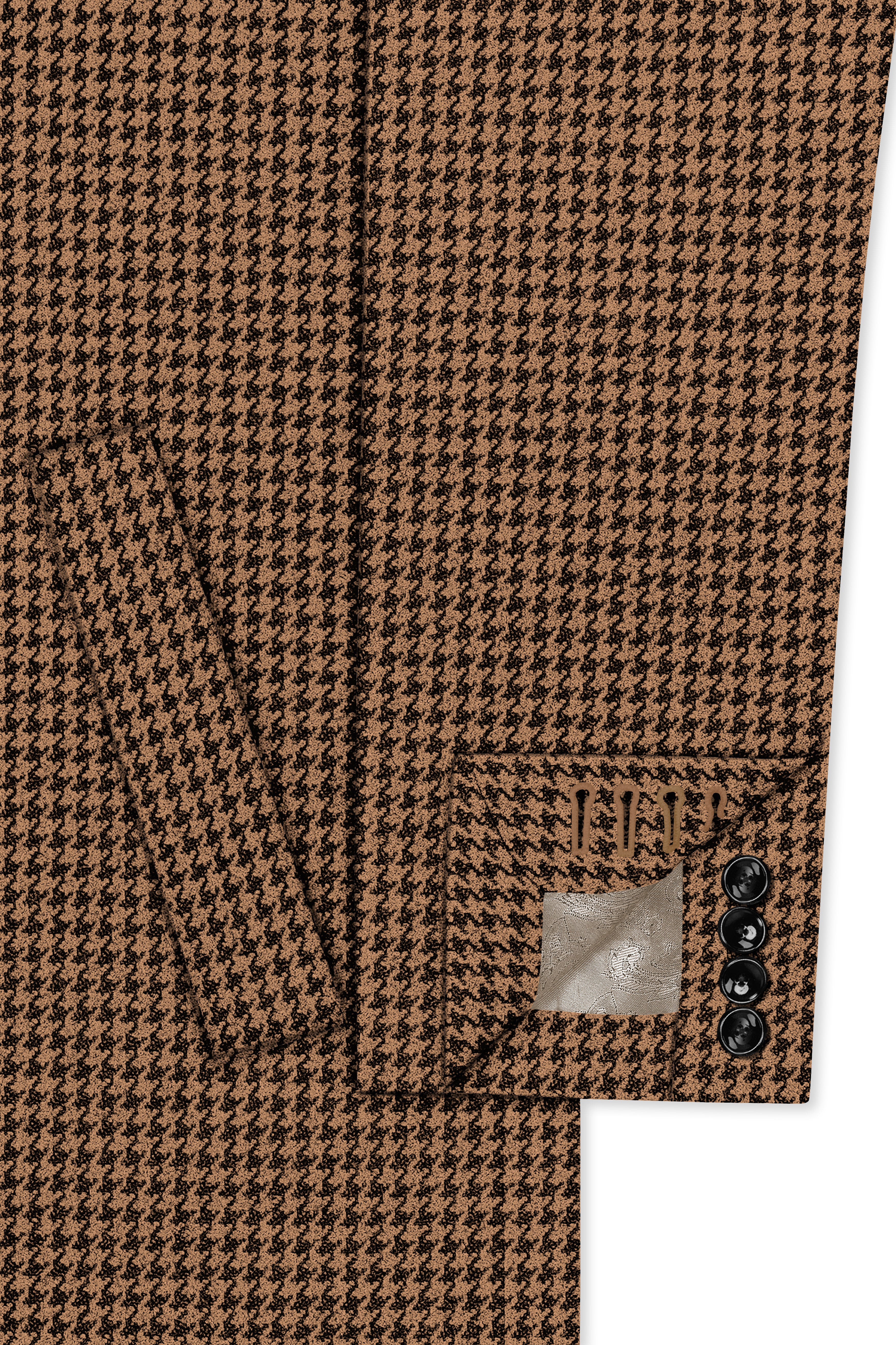 Regalis-Rope Brown Classic Houndstooth Textured Tweed Single Breasted Overcoat