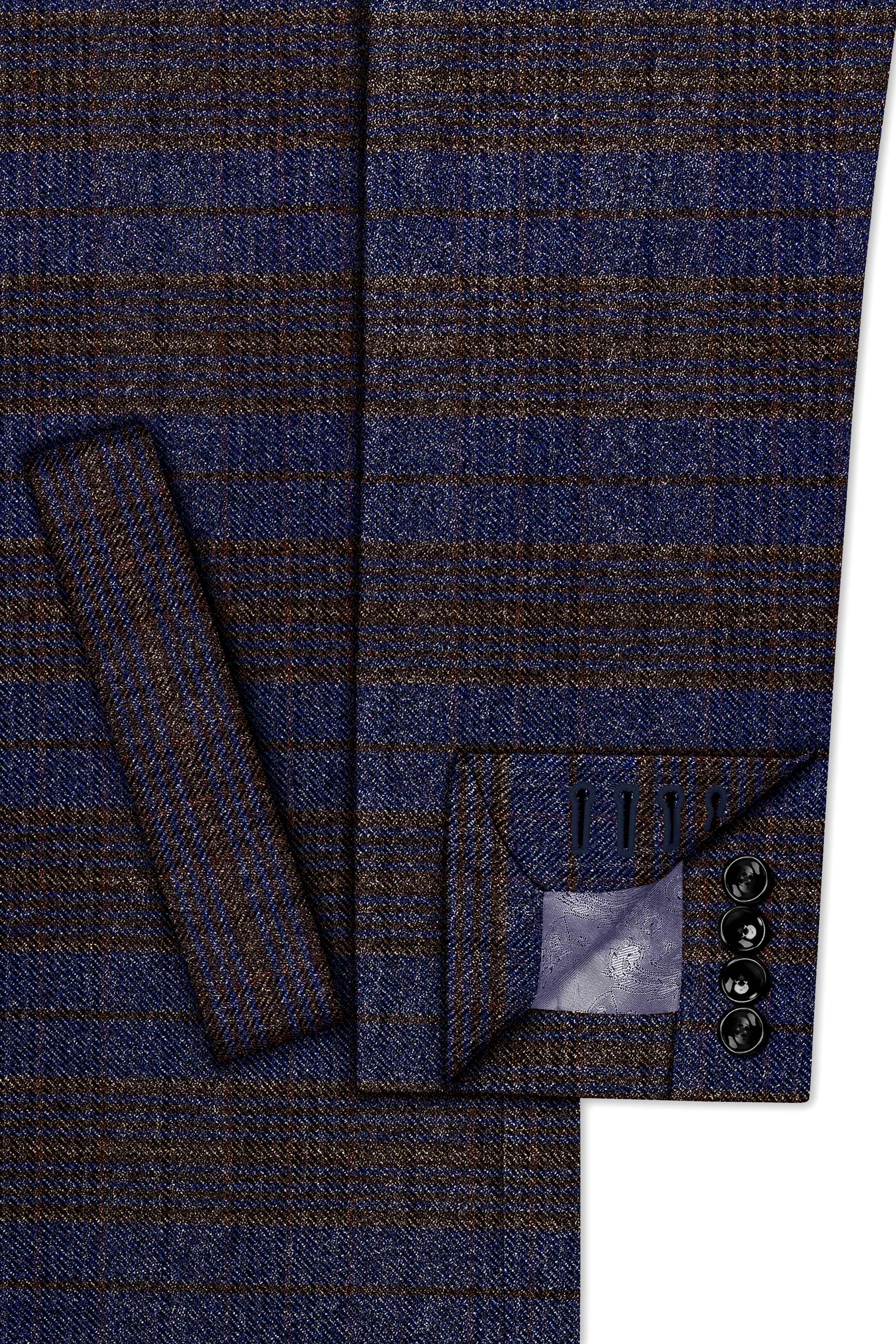 Velourish-Tealish Blue And Tuatara Gray Glen Plaid Tweed Single Breasted Overcoat