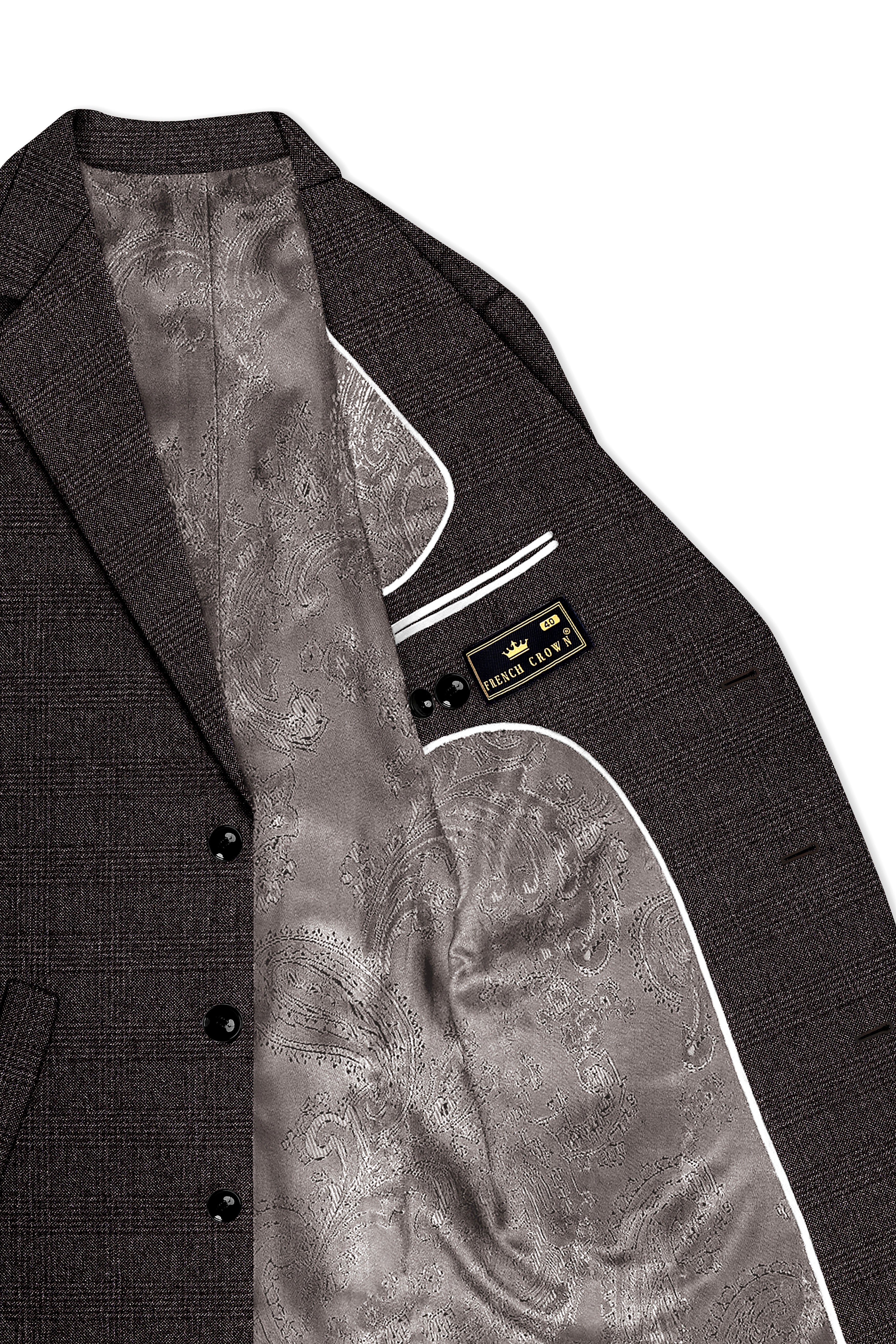 Bruno-Chicago Brown Wales Plaid Tweed Single Breasted Overcoat
