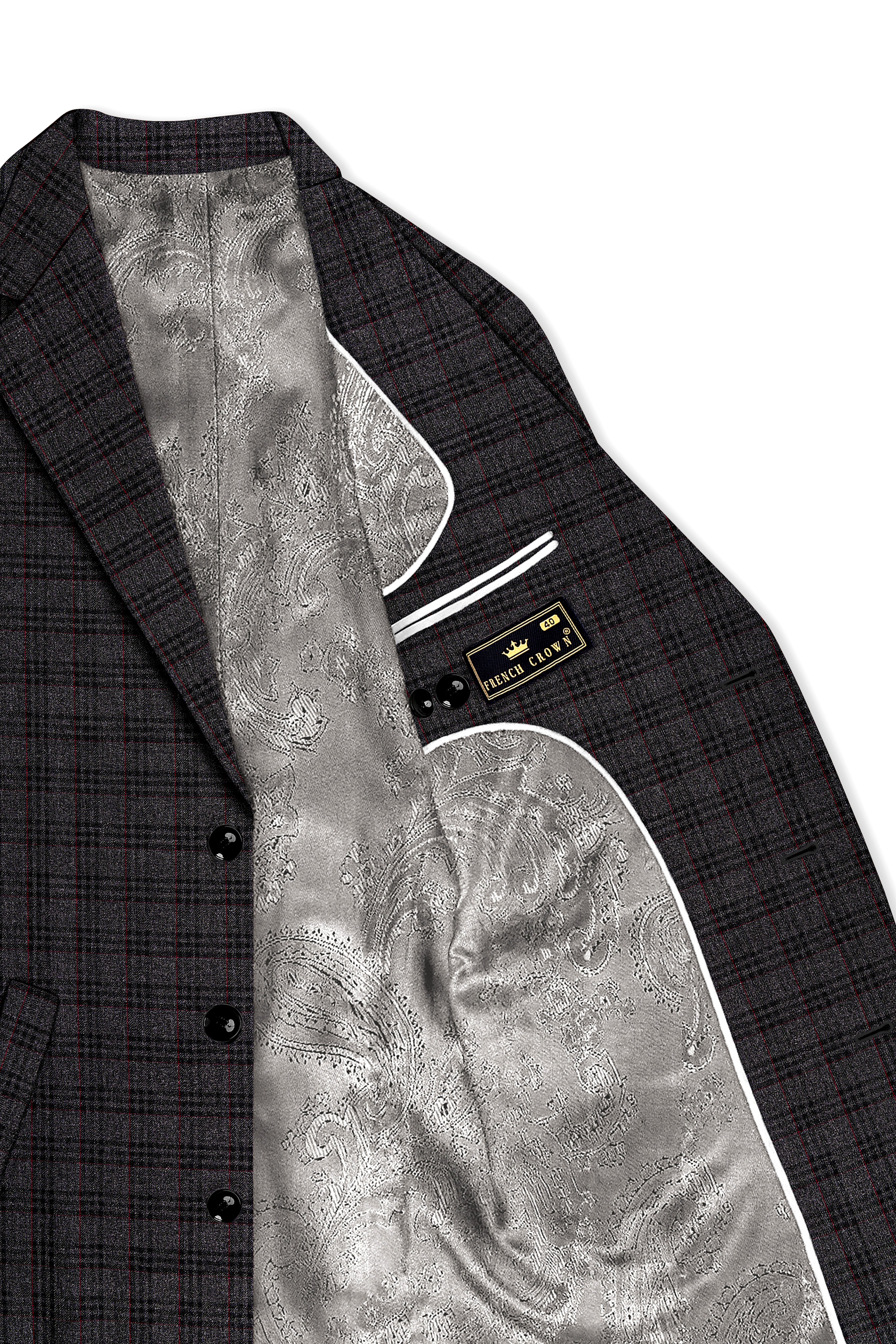 Velours-Ship Gray Plaid Tweed Single Breasted Overcoat