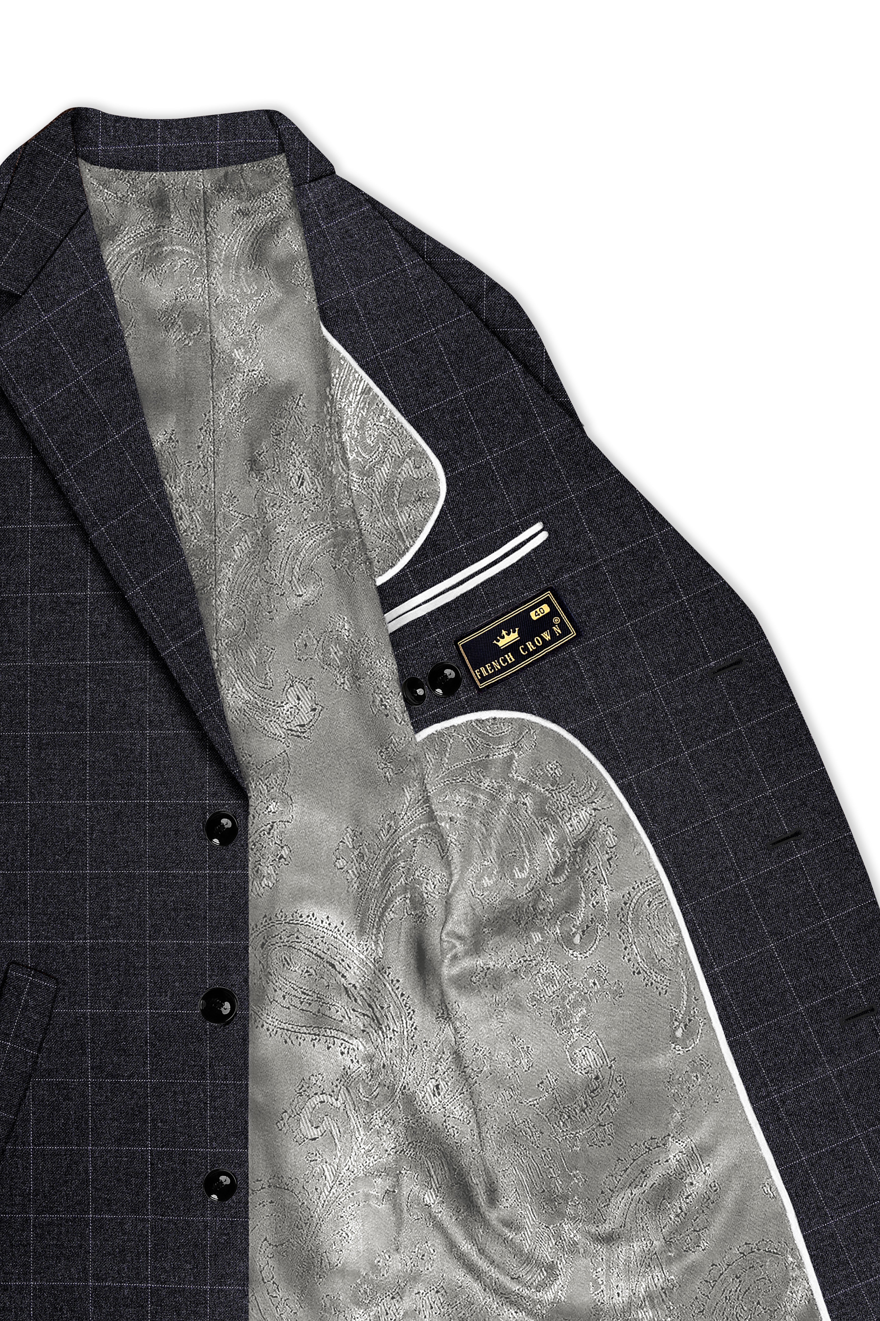 Fenrir-Shark Gray windowpane Tweed Single Breasted Overcoat