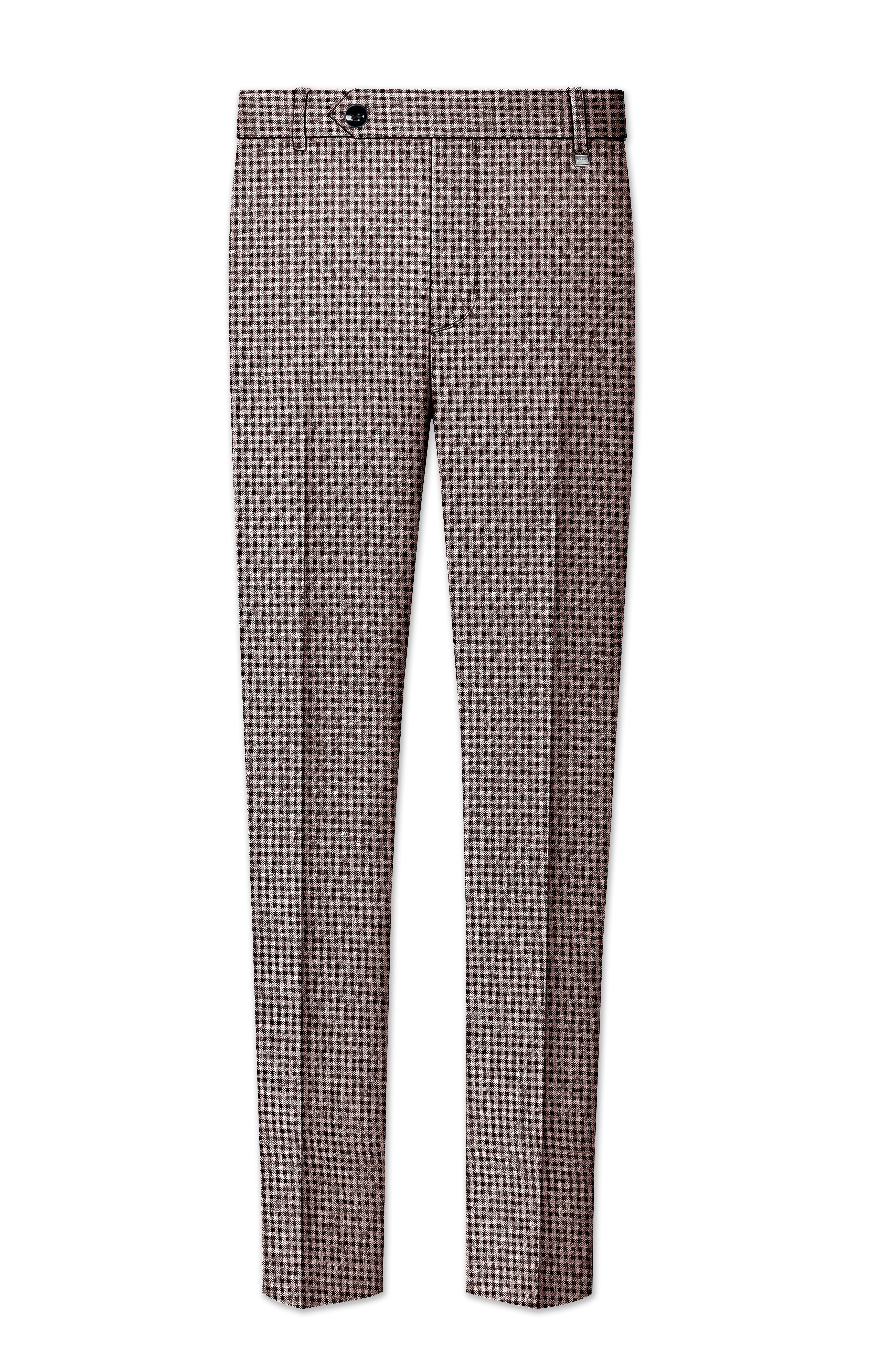 Imperium-Emperor Brown And Swiss Cream Gingham Plaid Tweed Single Breasted Trench Coat With Pant