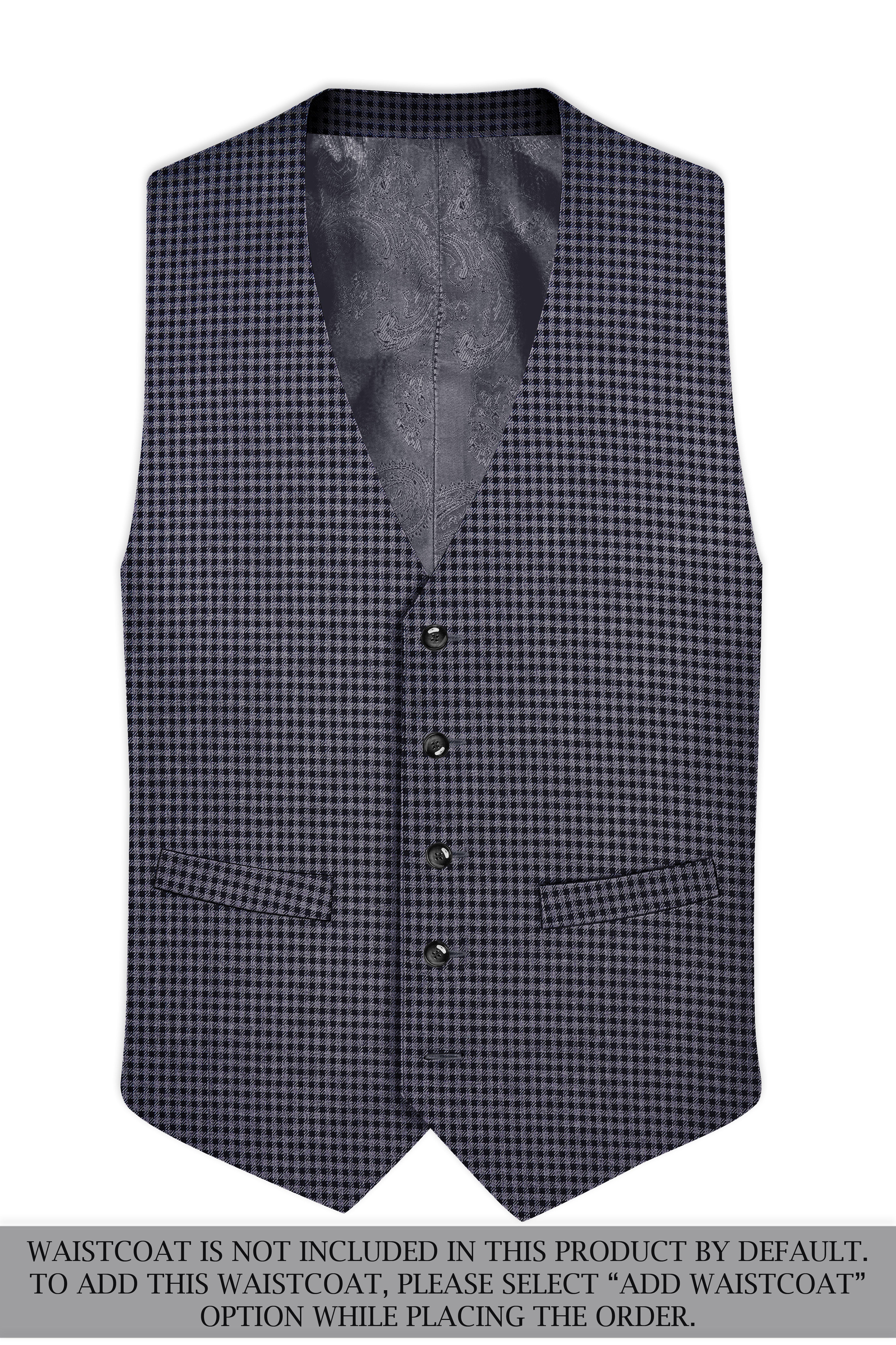 Zenith-Mirage Blue And venus Gray Gingham Plaid Tweed Single Breasted Trench Coat With Pant