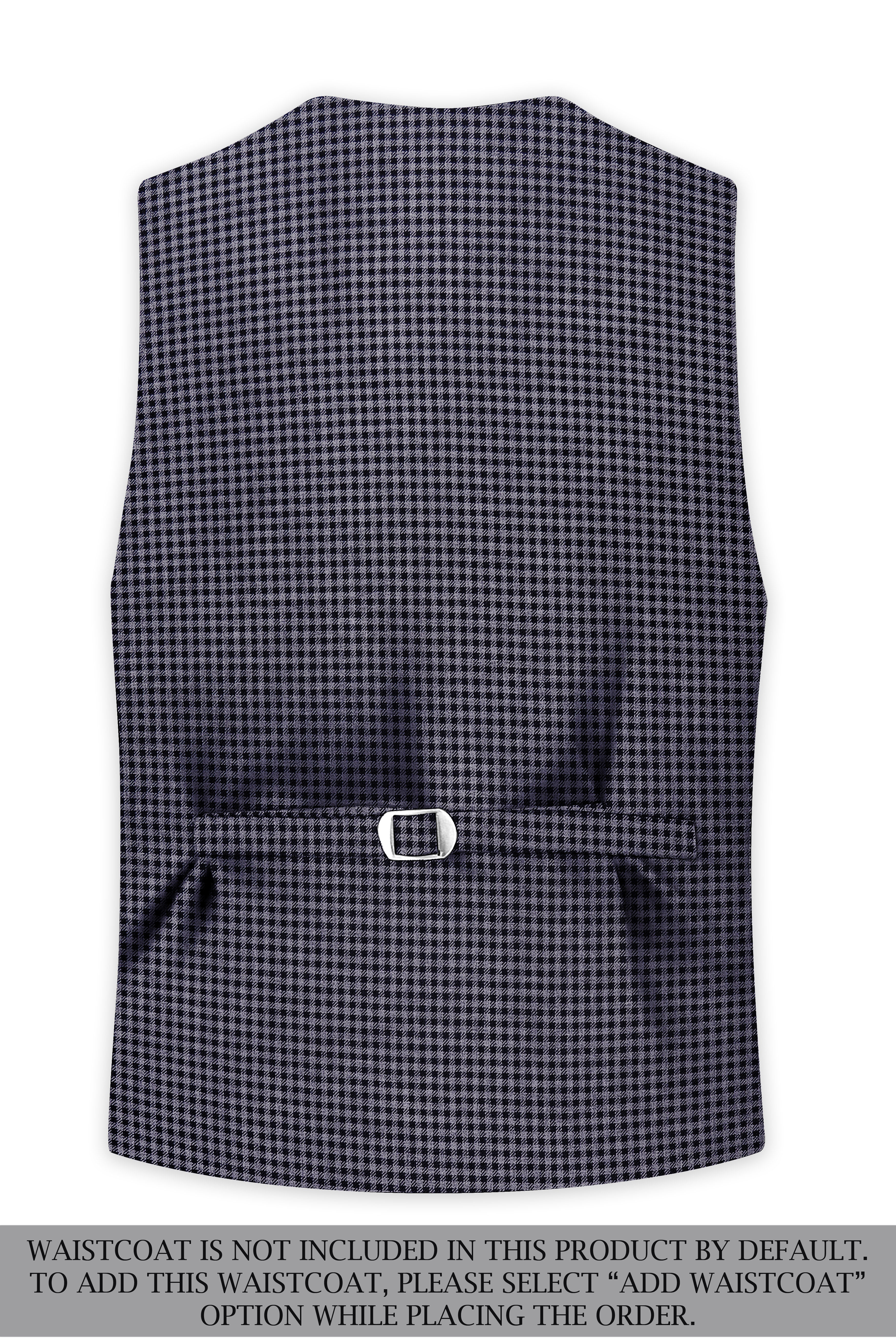 Zenith-Mirage Blue And venus Gray Gingham Plaid Tweed Single Breasted Trench Coat With Pant