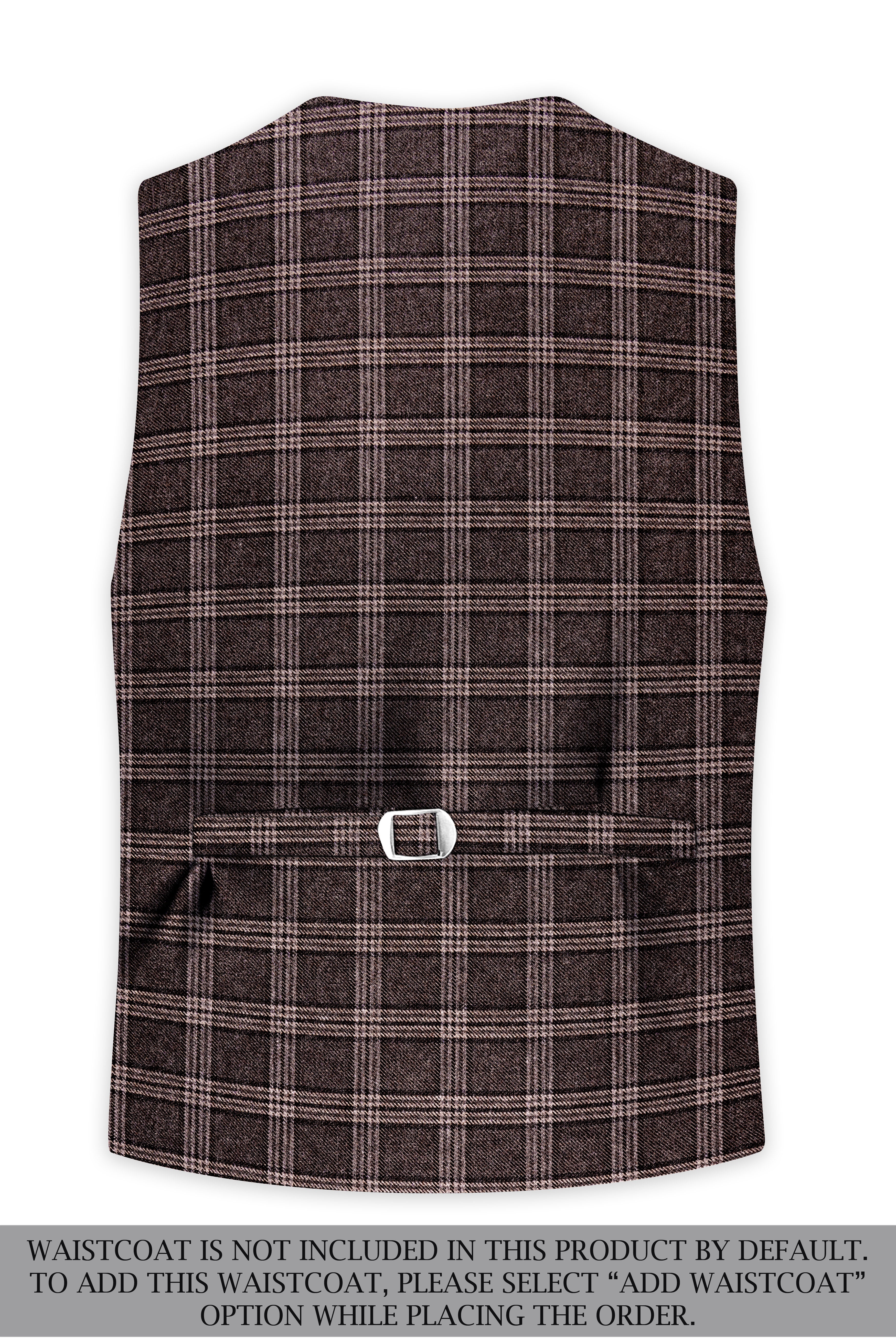 Eclenzo-Eclipse Brown Plaid Tweed Single Breasted Overcoat With Pant