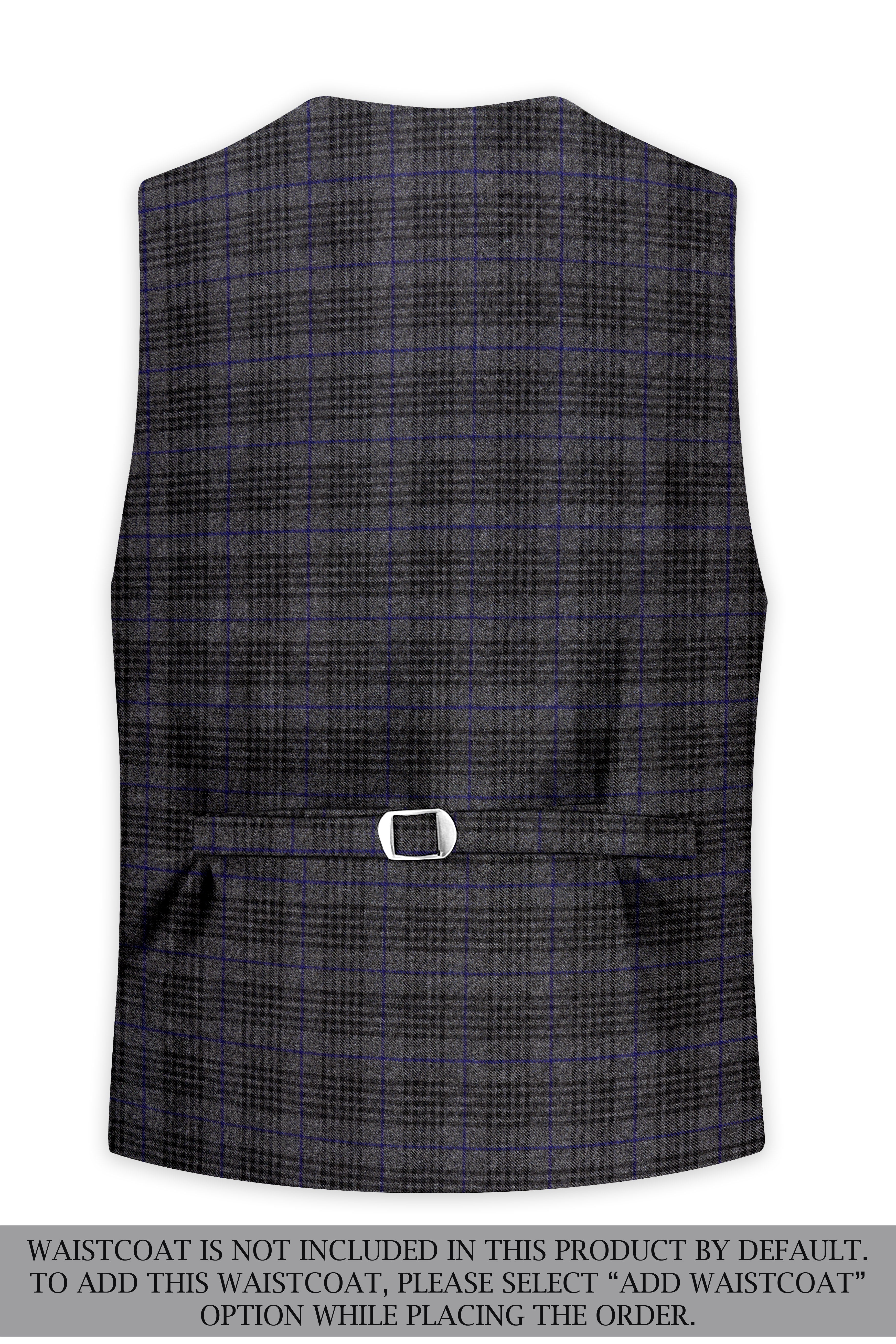 Cinerro-Shark Gray Plaid Tweed Single Breasted Trench Coat With Pant