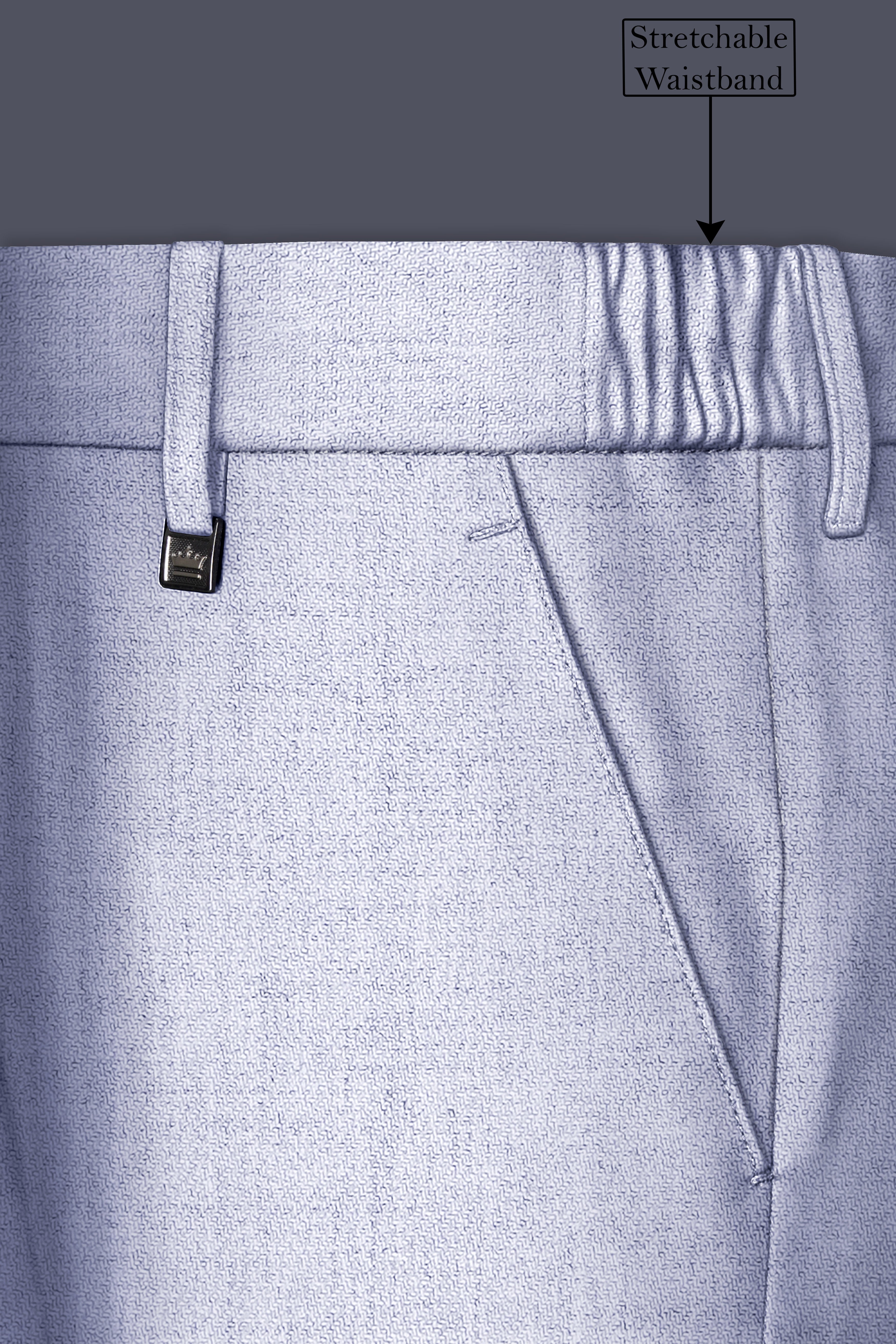 Celestia-Frosted Lilac Blue Textured Tweed Single Breasted Trench Coat With Pant