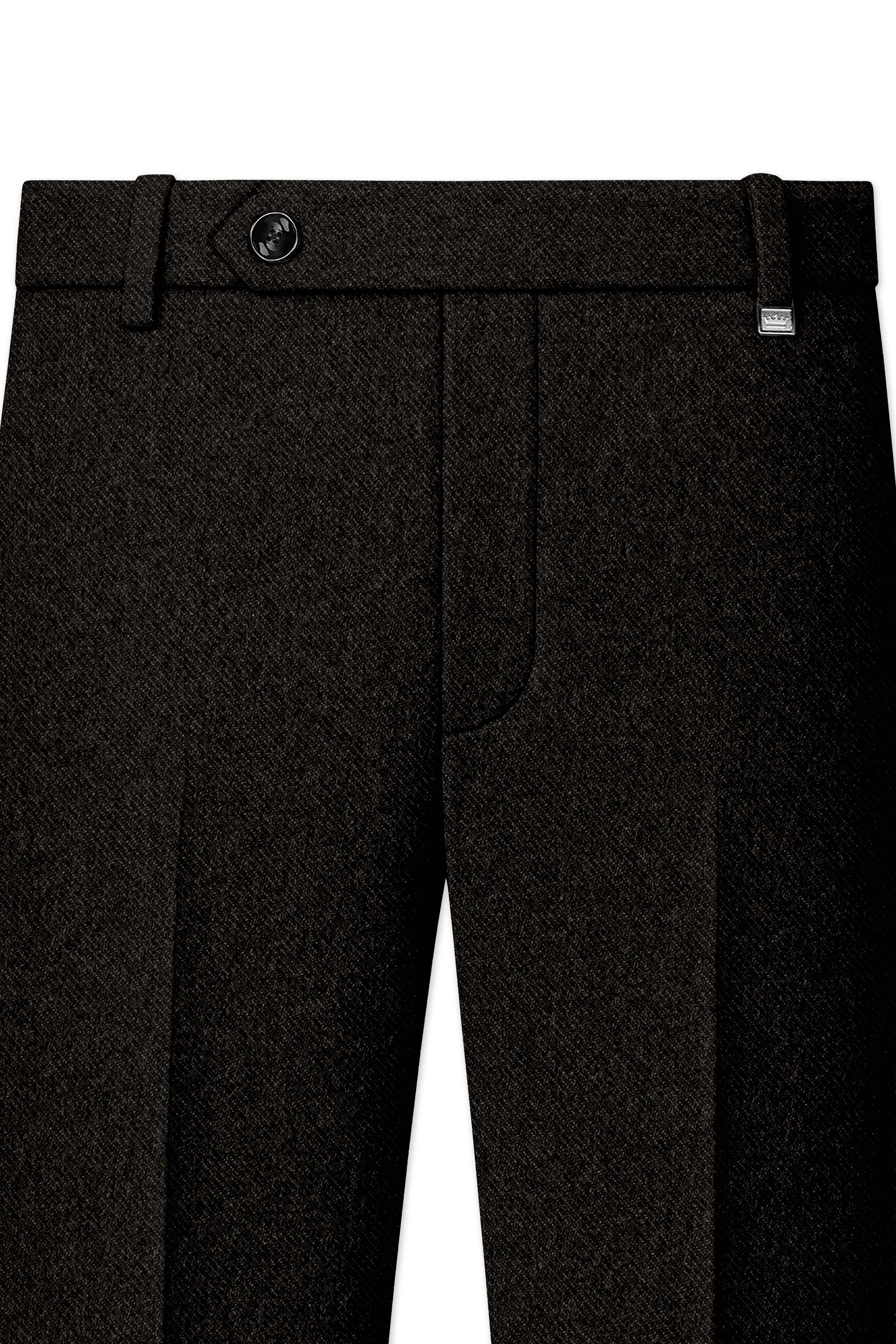 Aurezeus-Zeus Brown Textured Tweed Single Breasted Overcoat With Pant