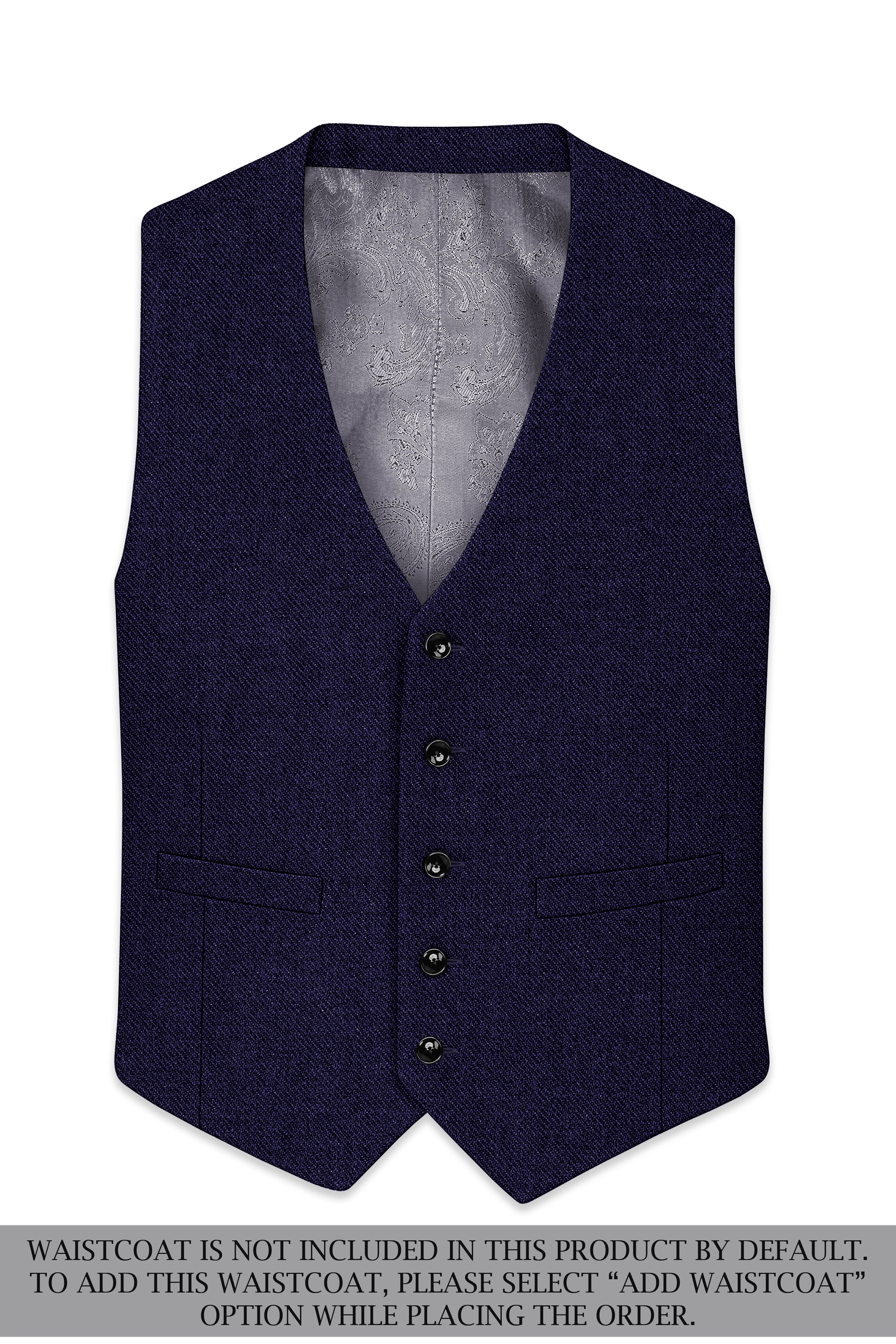 Bluvoro-Mirage Blue Textured Tweed Single Breasted Overcoat With Pant