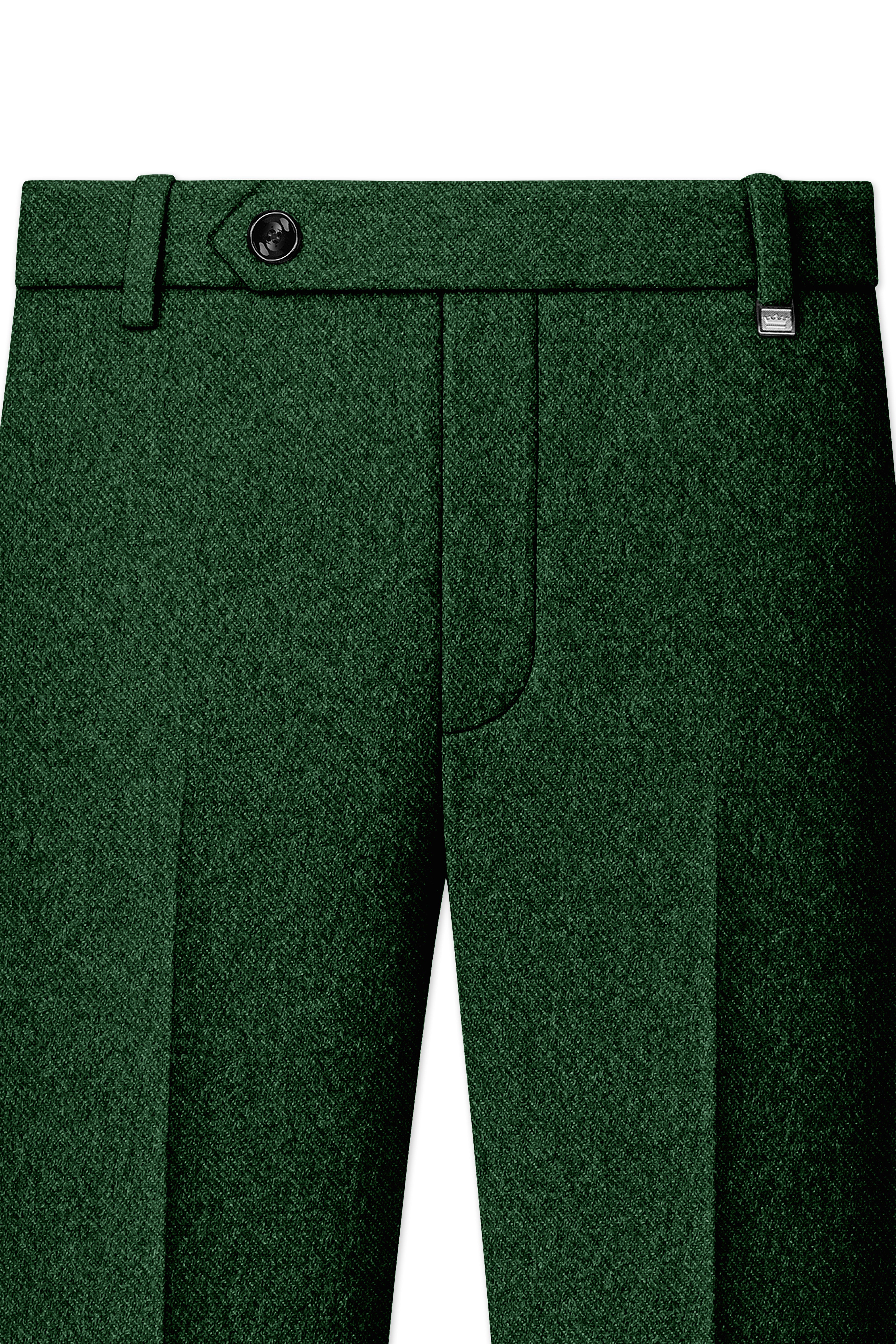Virenza-Mystle Green Textured Tweed Single Breasted Overcoat With Pant