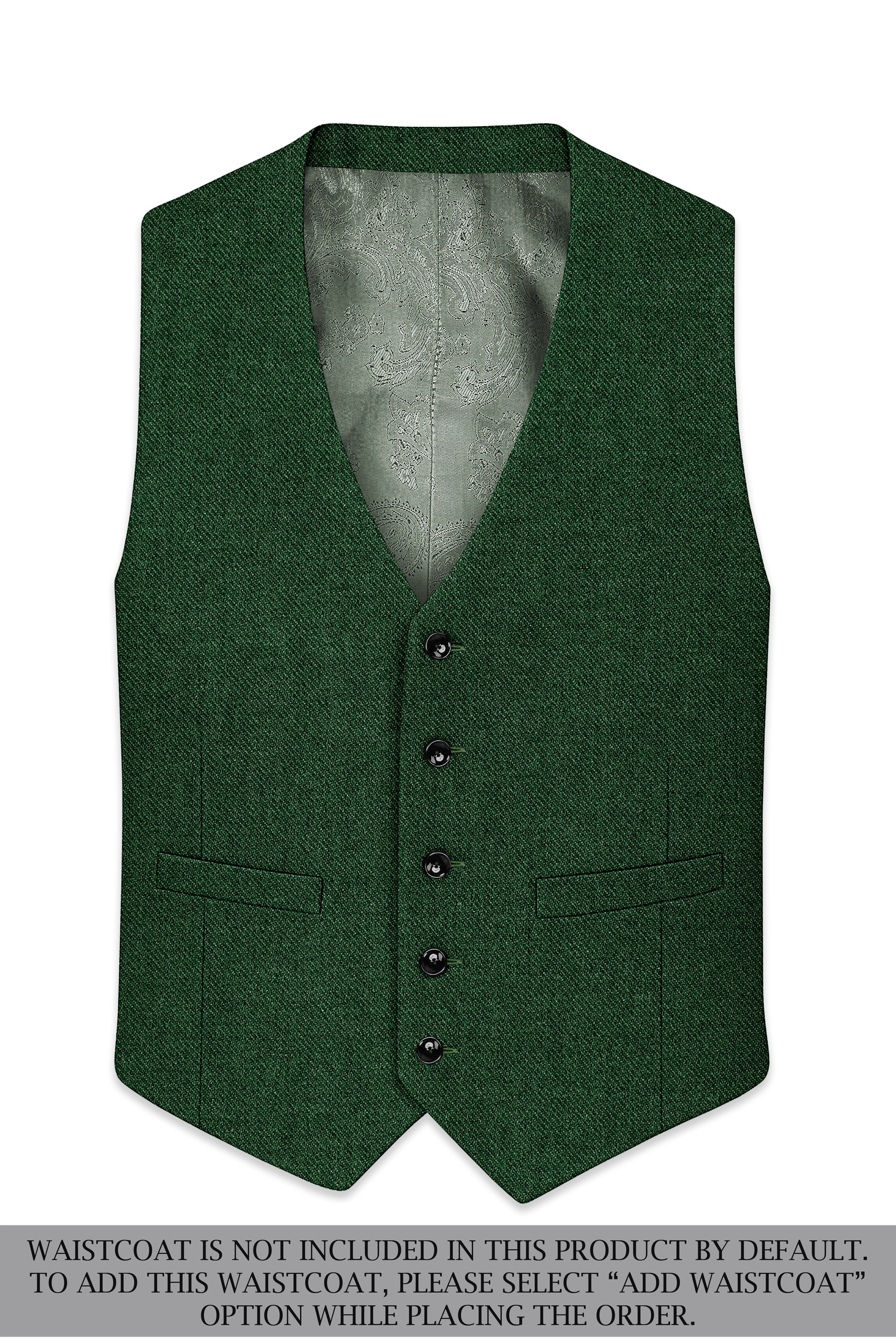 Virenza-Mystle Green Textured Tweed Single Breasted Overcoat With Pant