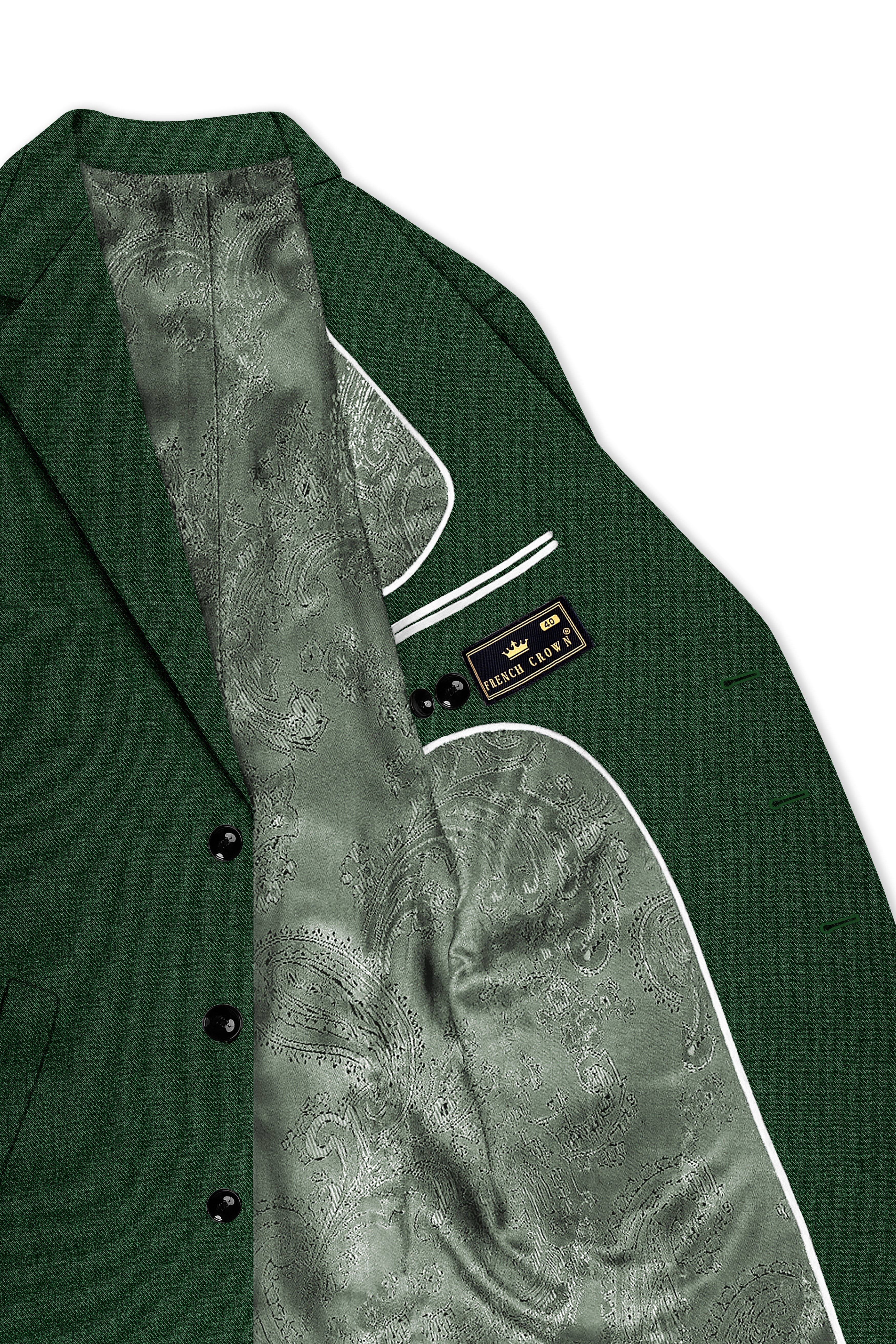 Virenza-Mystle Green Textured Tweed Single Breasted Overcoat With Pant