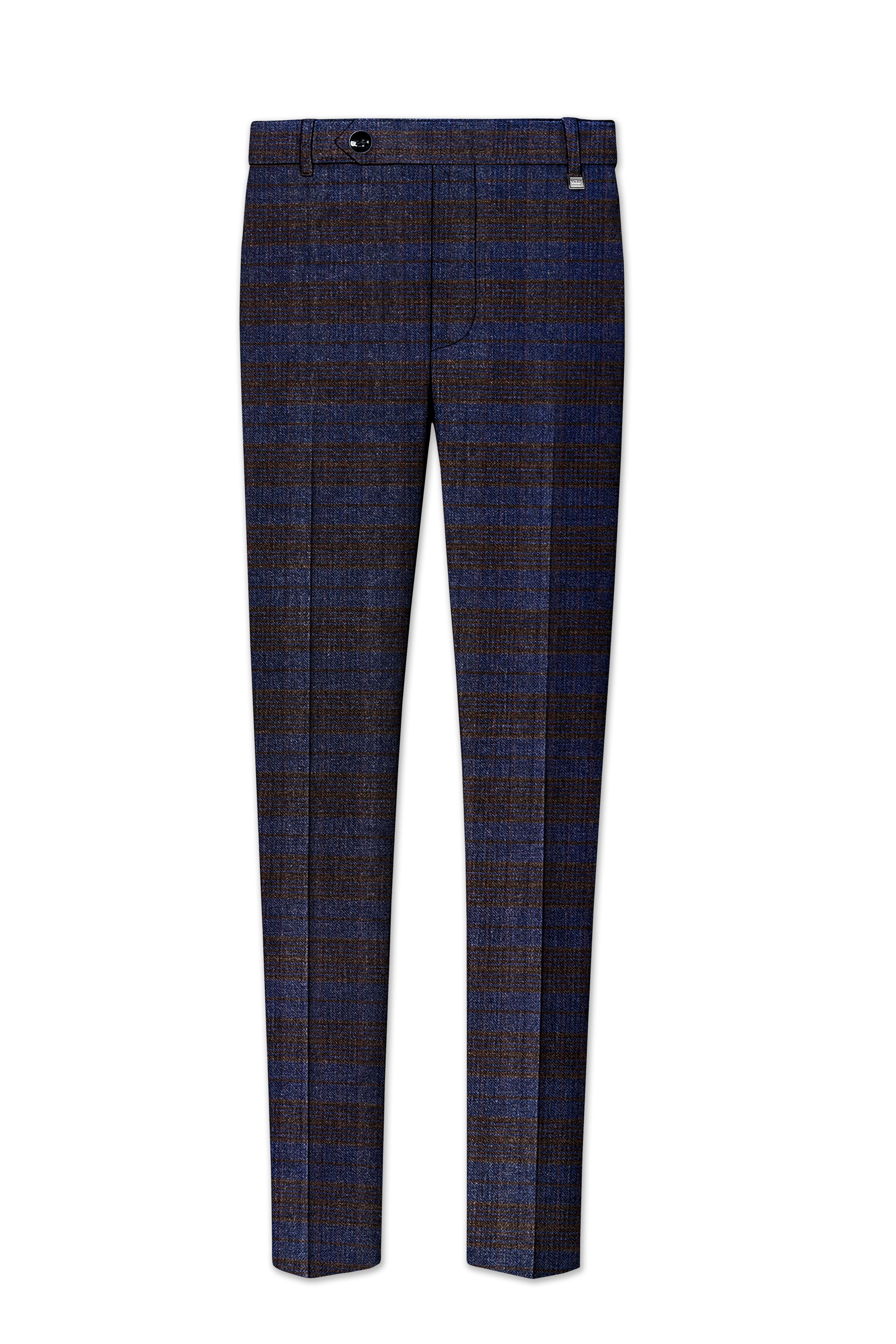 Velourish-Tealish Blue And Tuatara Gray Glen Plaid Tweed Single Breasted Overcoat With Pant