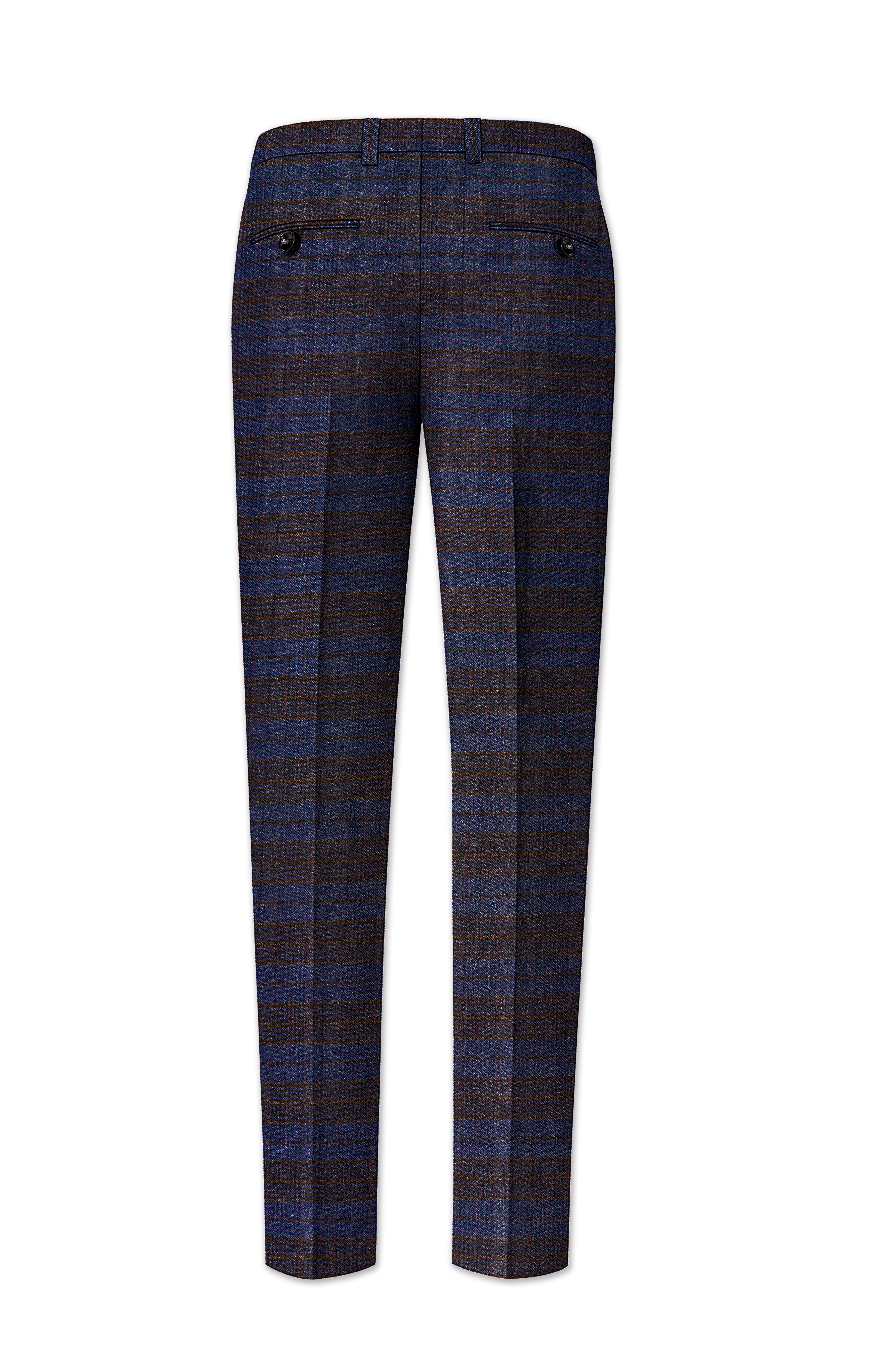 Velourish-Tealish Blue And Tuatara Gray Glen Plaid Tweed Single Breasted Overcoat With Pant